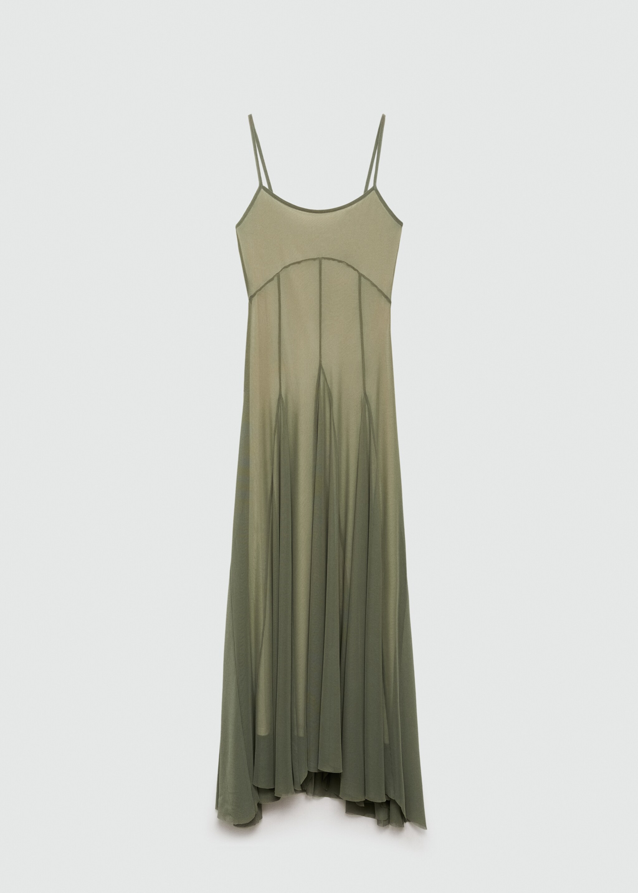 Vestido asimétrico tul costuras - Article without model, Pastel Green. Ref: 77044072-00.
