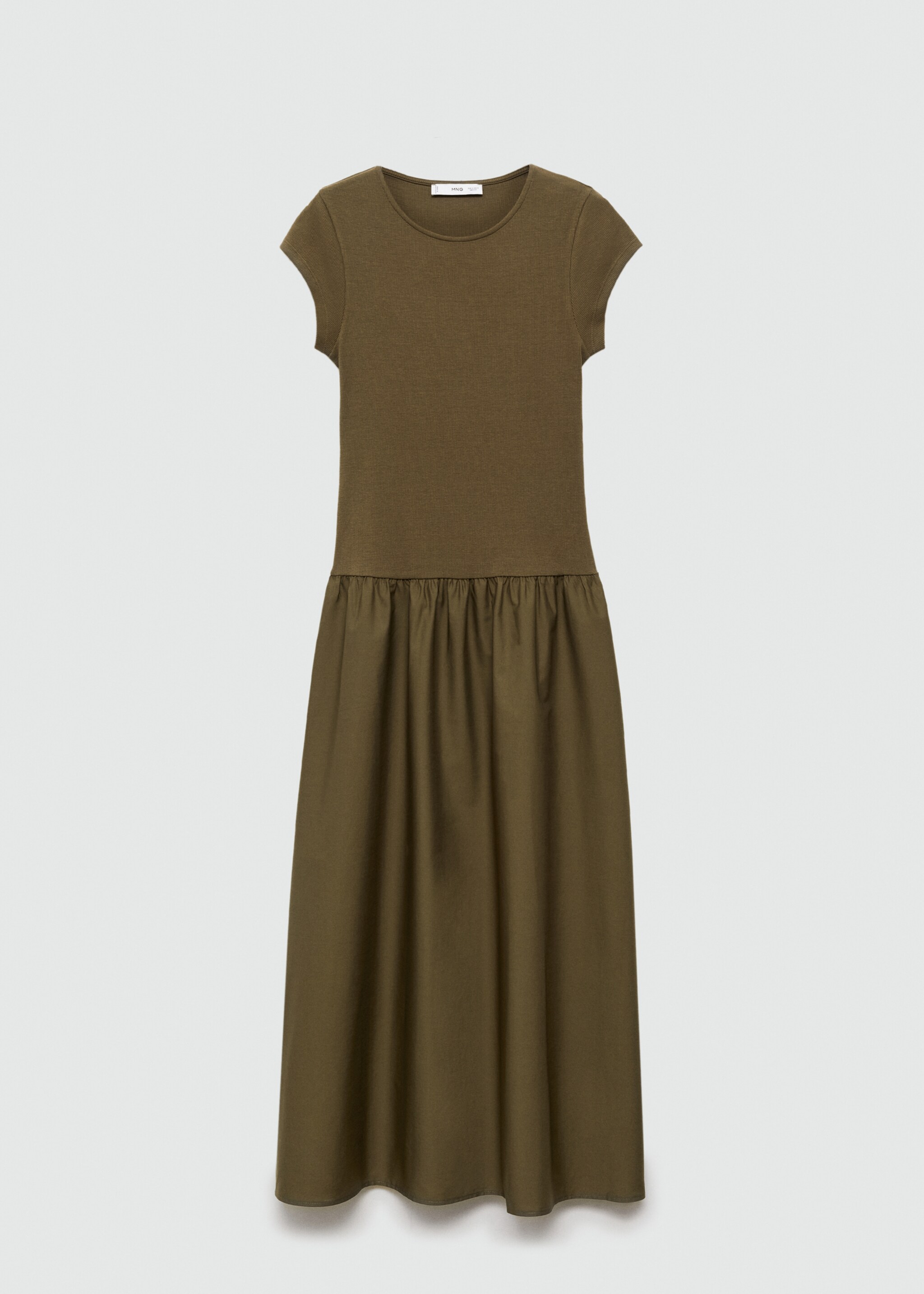 Vestido evasé tejido combinado - Artículo sin modelo, Khaki. Ref: 77044073-00.