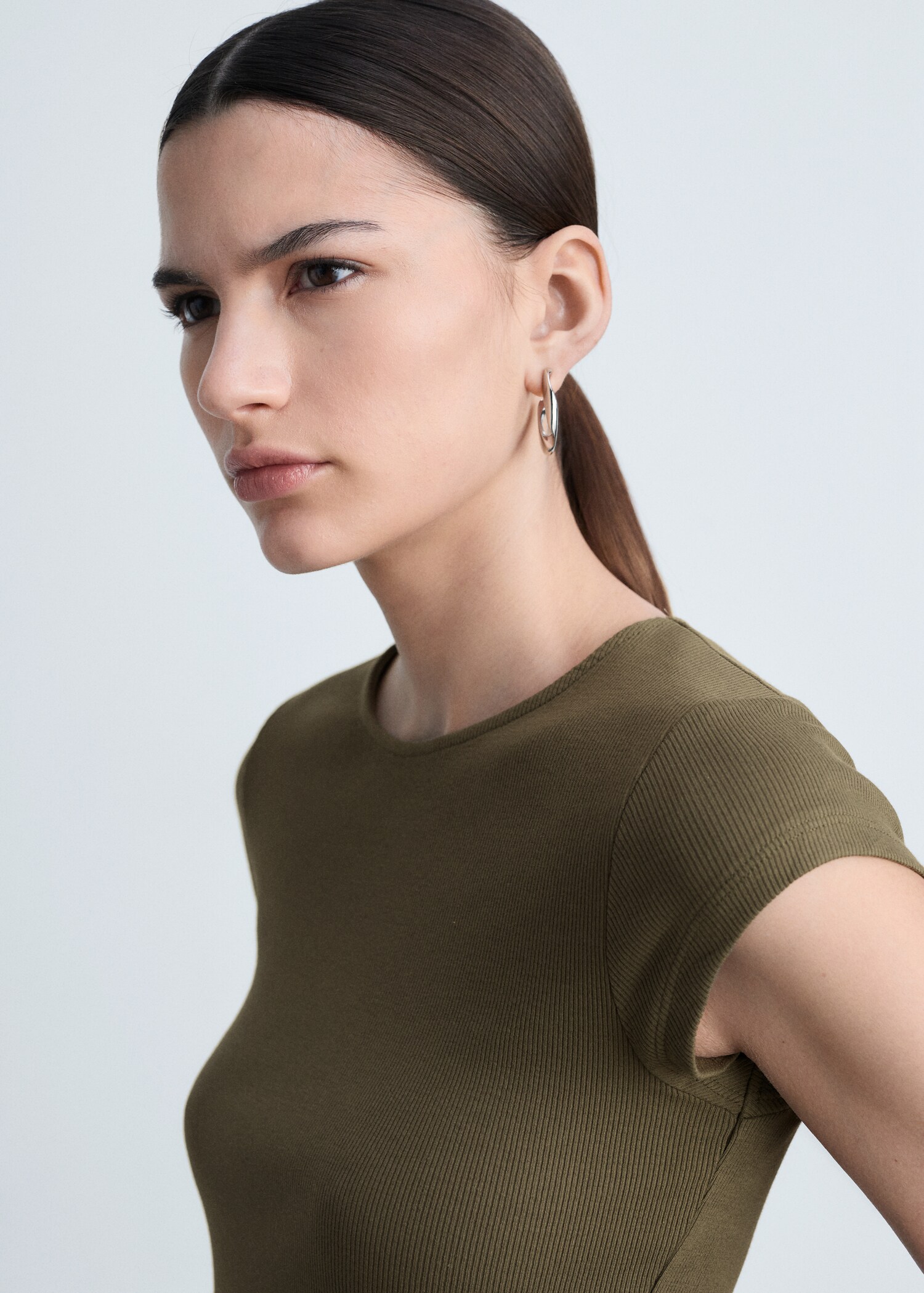 Flared dress in combined fabric - Details of the article 1