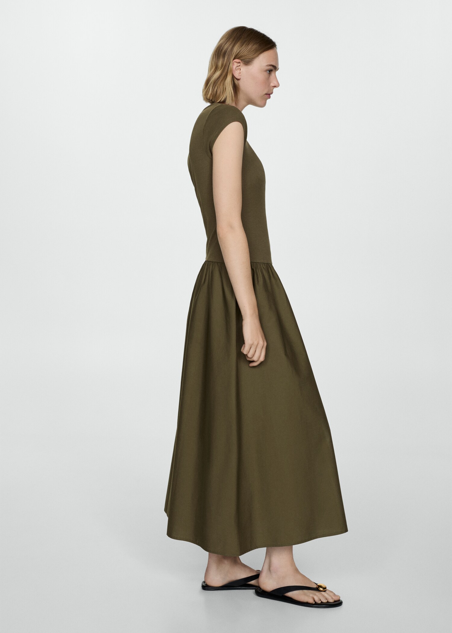 Flared dress in combined fabric - Details of the article 2