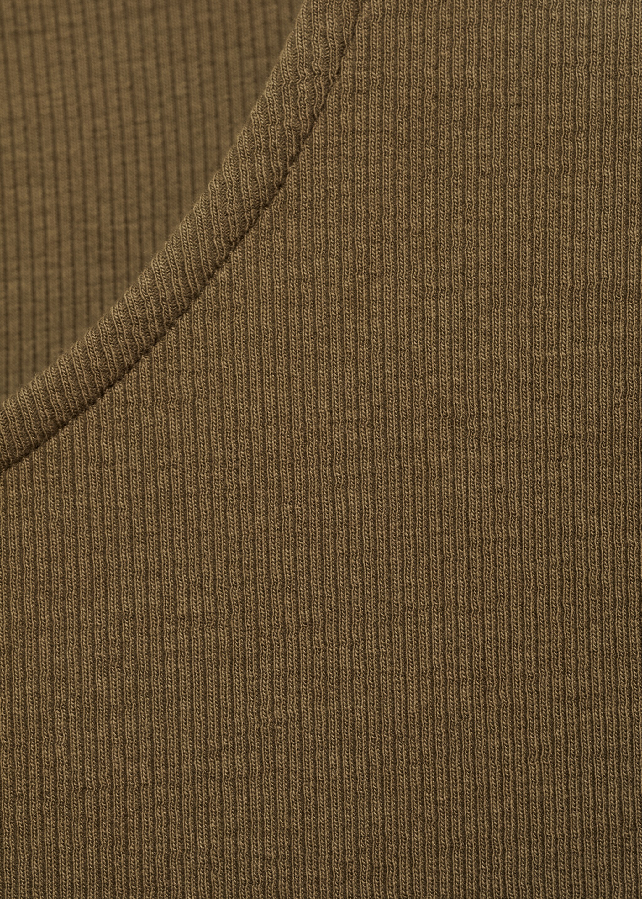 Vestido evasé tejido combinado - Detalle del artículo 8, Khaki. Ref: 77044073-00.
