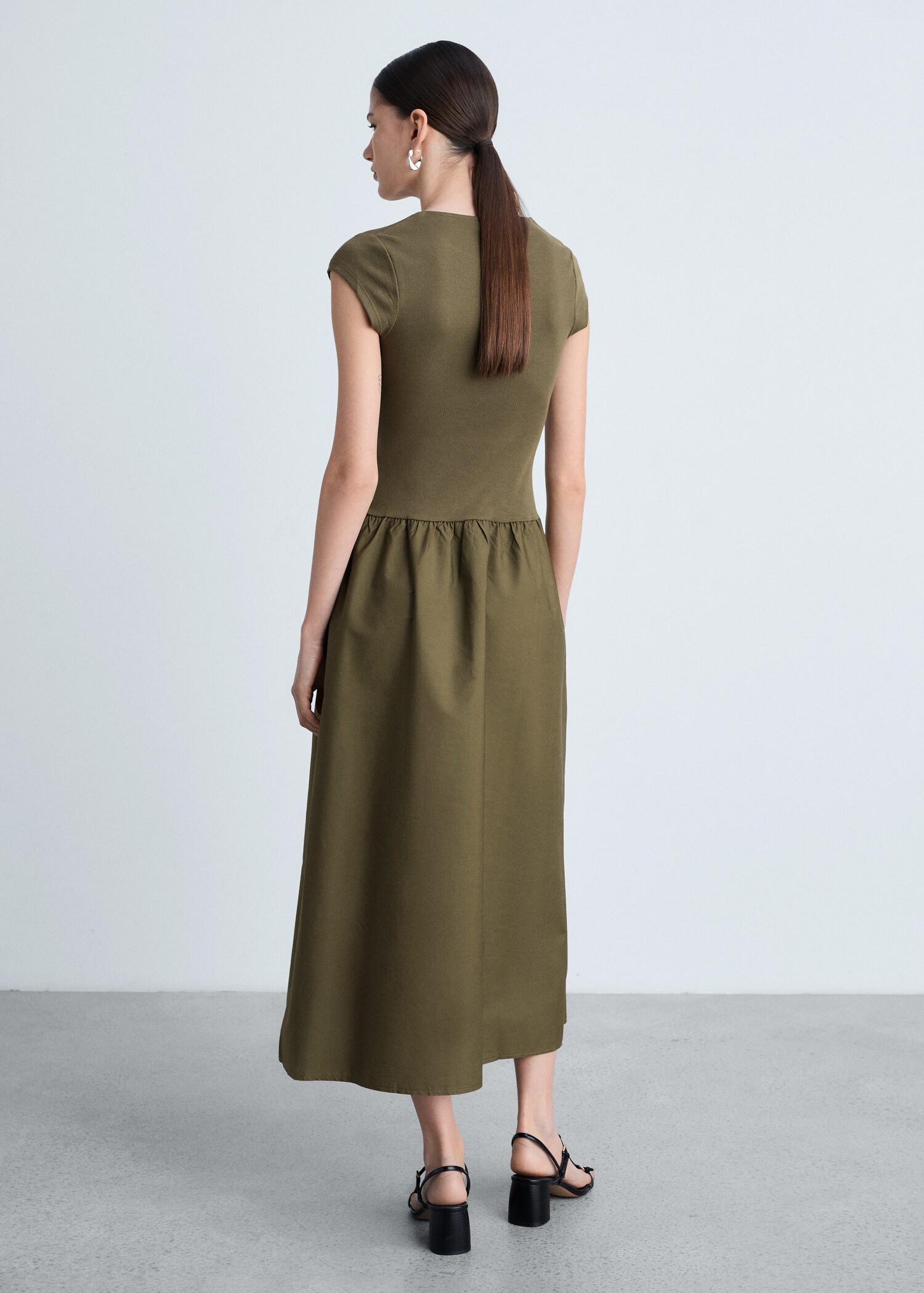 Flared dress in combined fabric - Reverse of the article