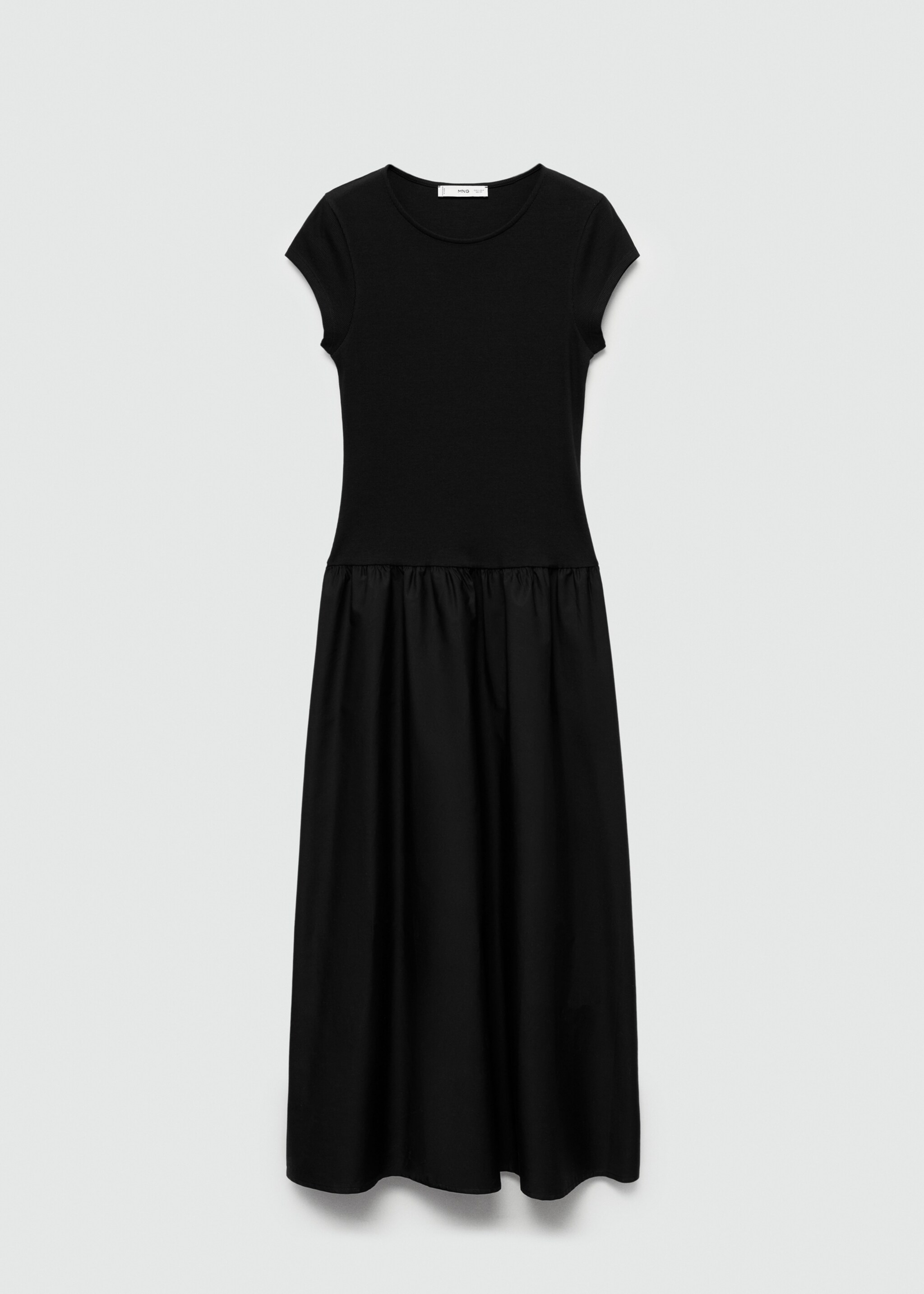 Flared dress in combined fabric - Article without model, Black. Ref: 77044073-00.