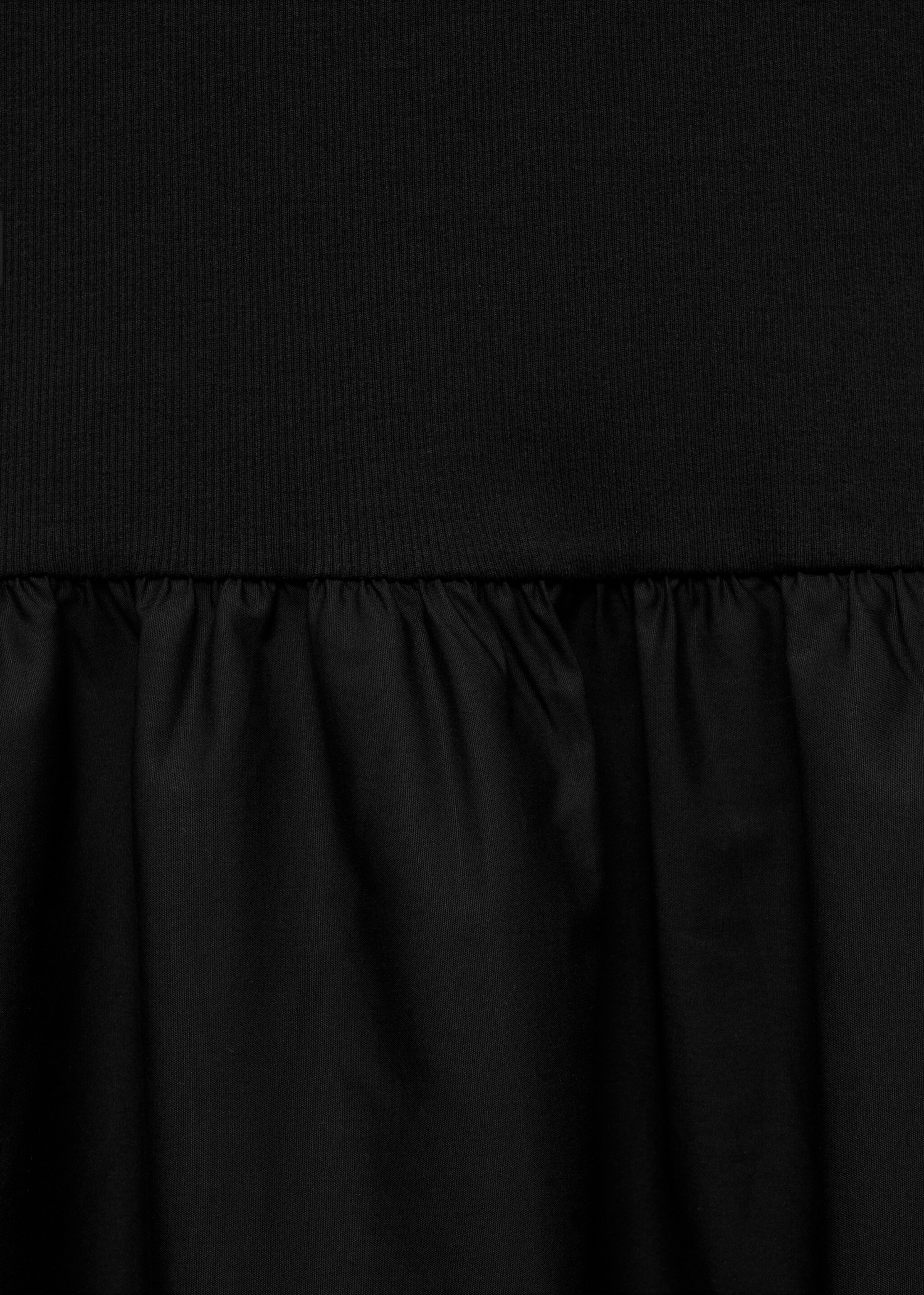 Flared dress in combined fabric - Details of the article 8, Black. Ref: 77044073-00.