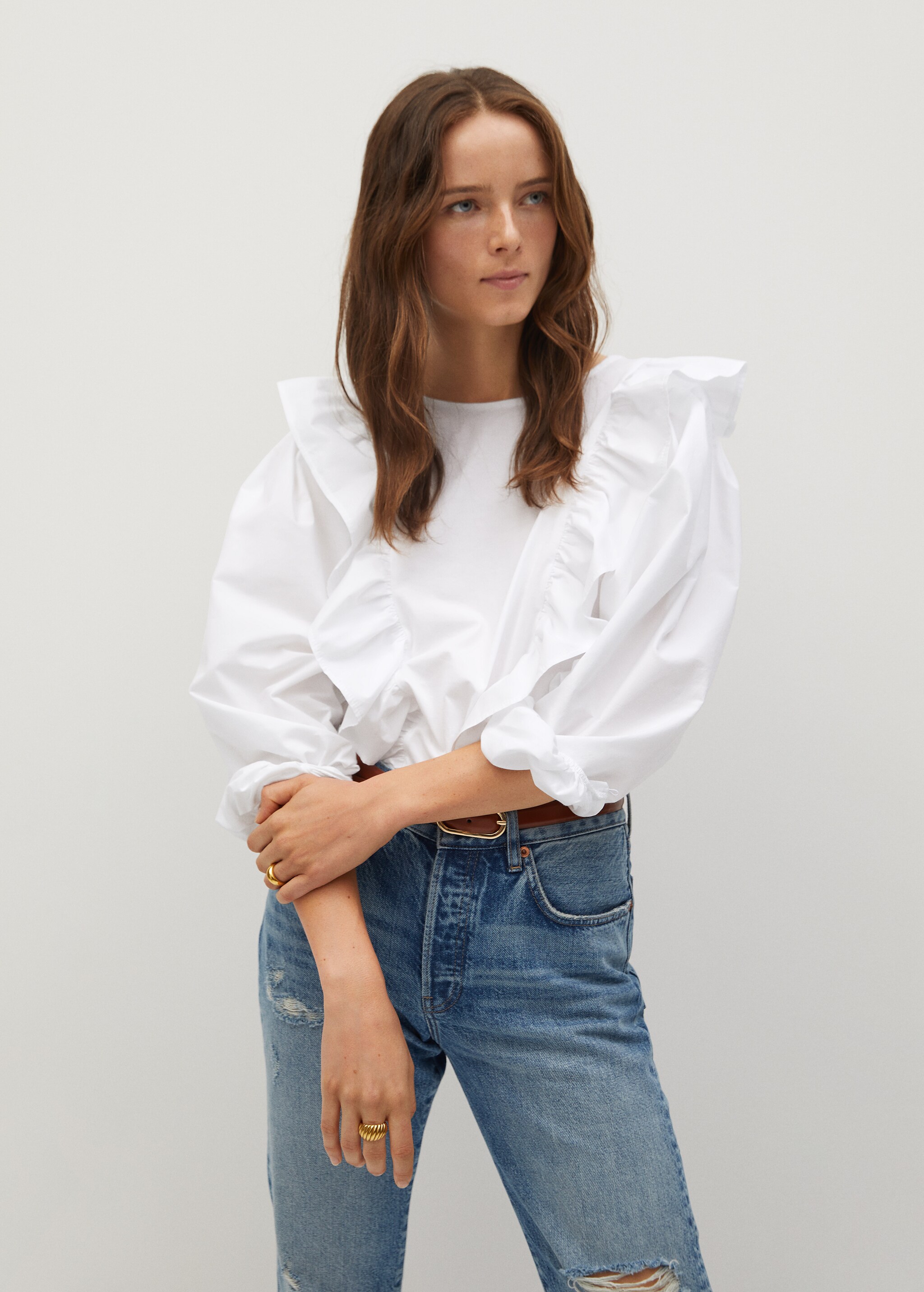 Organic cotton blouse with ruffles - Medium plane
