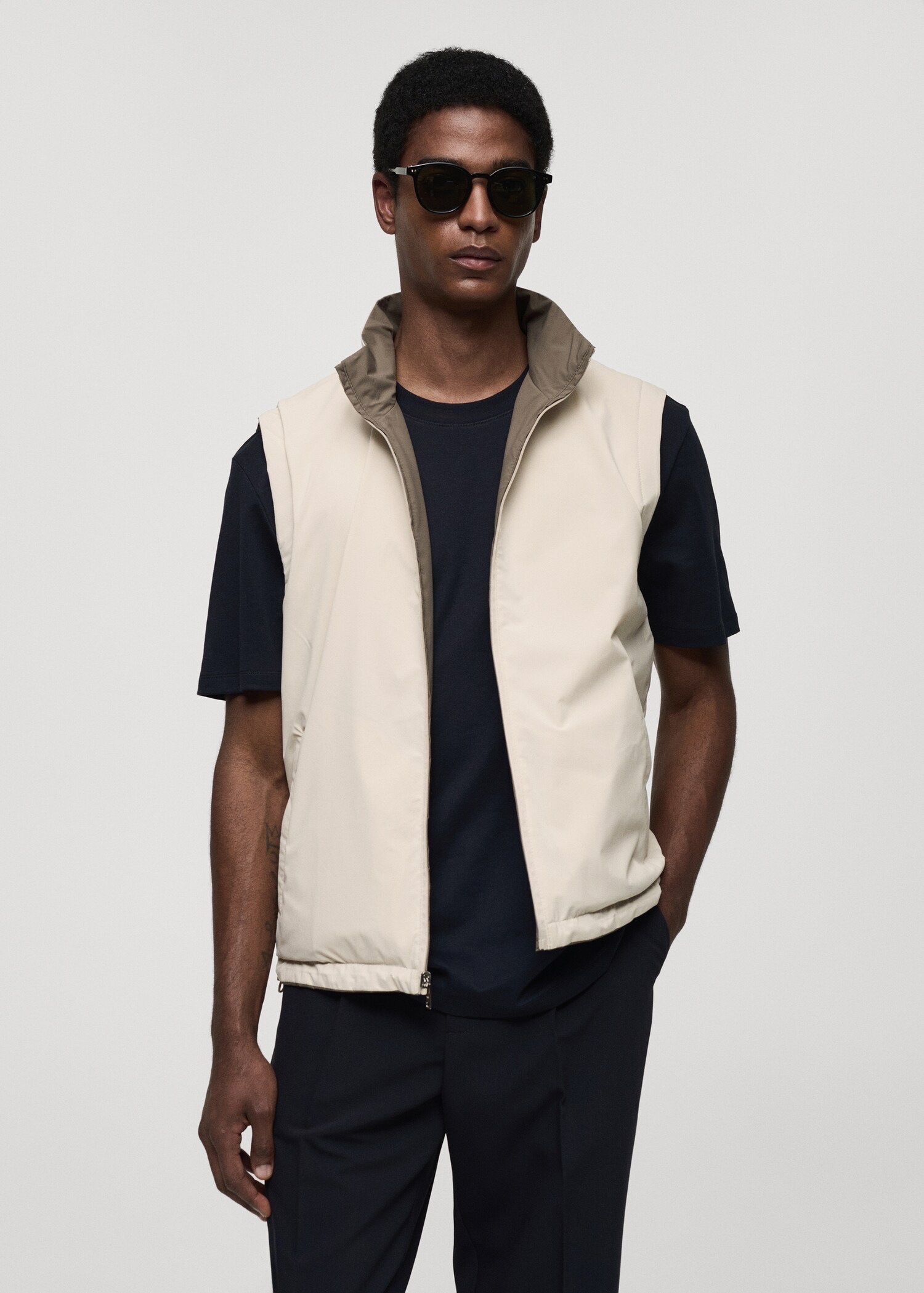 Waterafstotende reversibele bodywarmer - Middenvlak