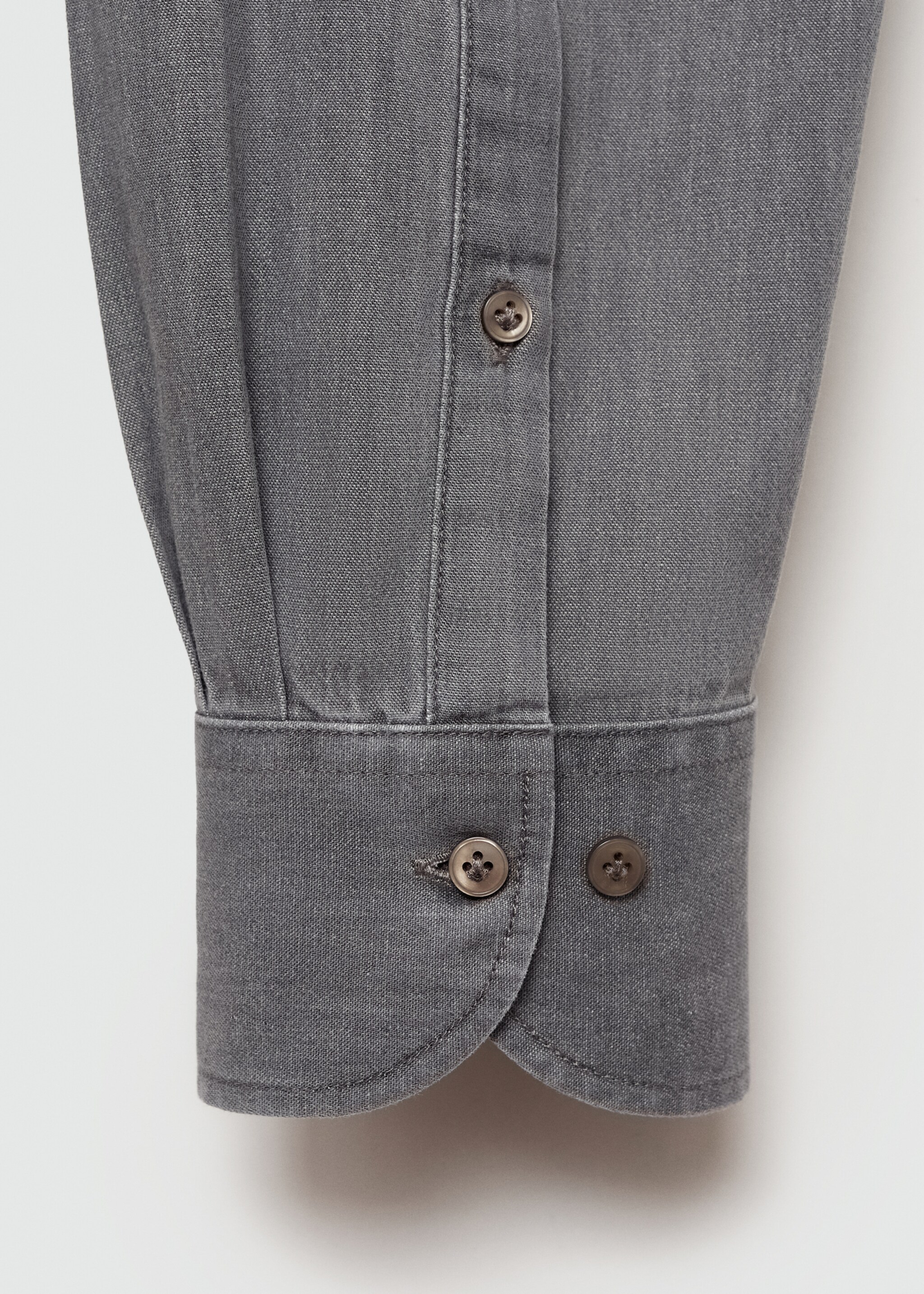 Regular-fit cotton chambray shirt - Details of the article 0, Denim Grey. Ref: 77044437-00.