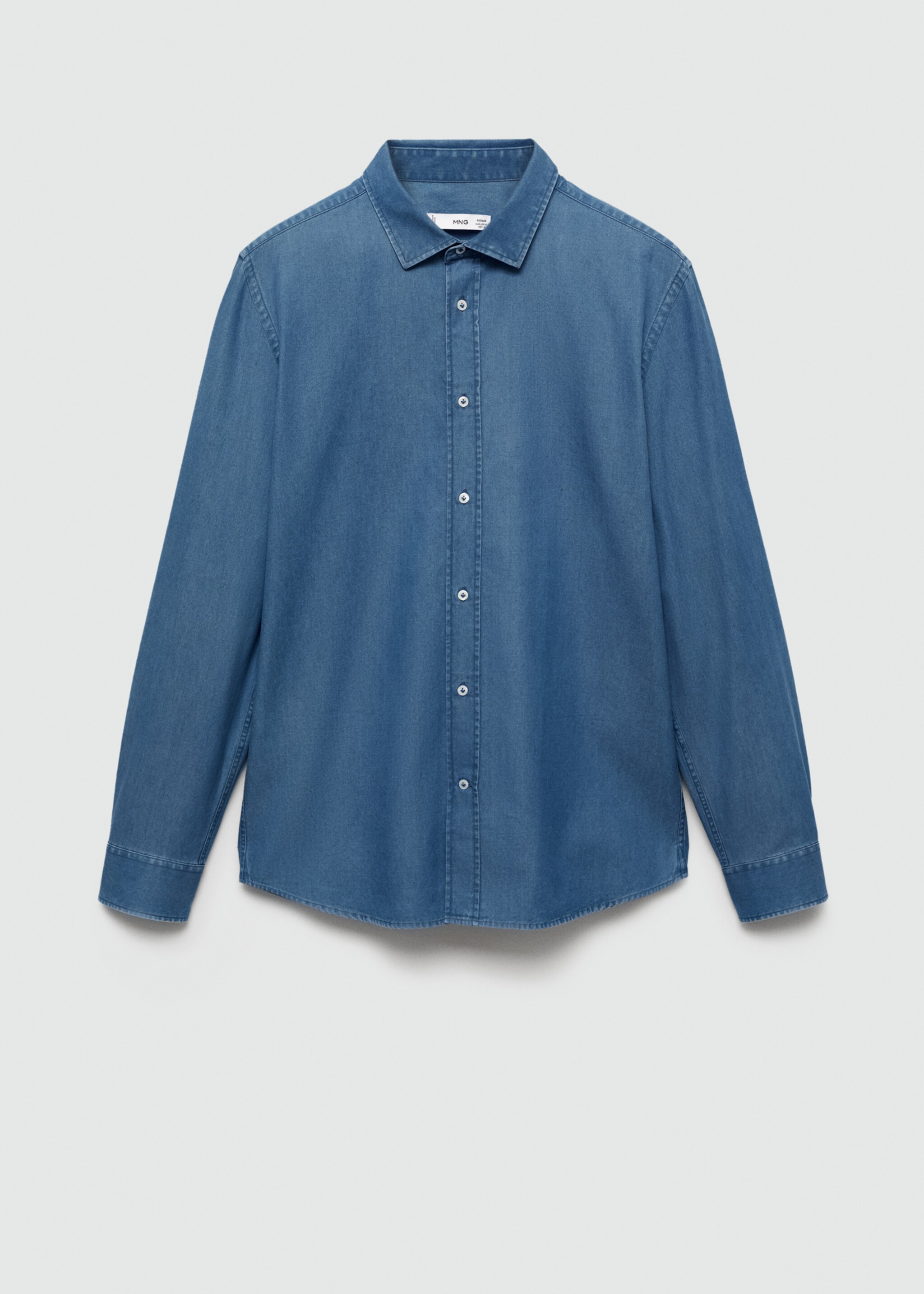 Πουκάμισο slim fit βαμβακερό λαχούρια - Προϊόν χωρίς μοντέλο, Μεσαίο Μπλε. Ref: 77044438-00.