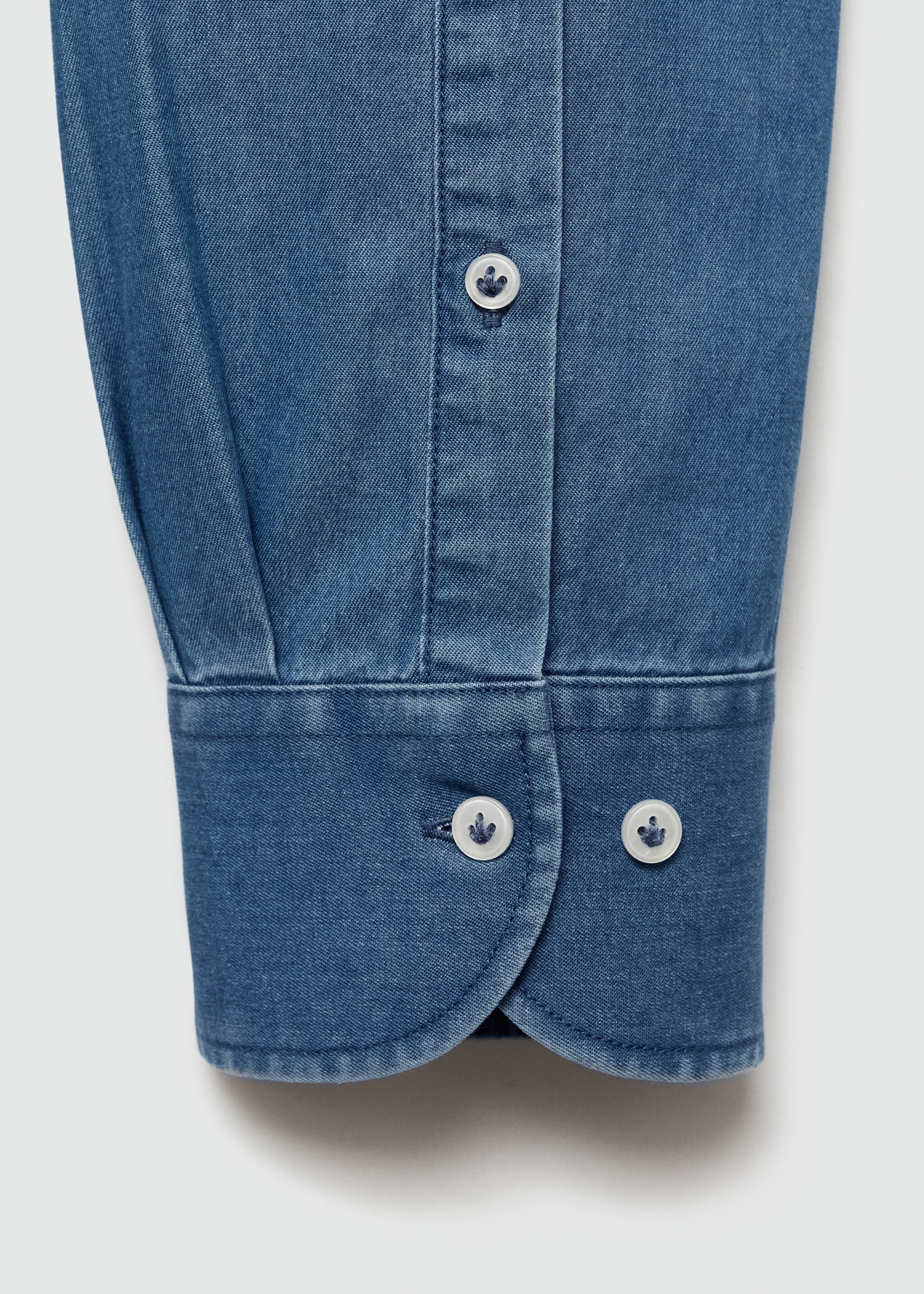 Πουκάμισο slim fit βαμβακερό λαχούρια - Λεπτομέρεια του προϊόντος 0, Μεσαίο Μπλε. Ref: 77044438-00.