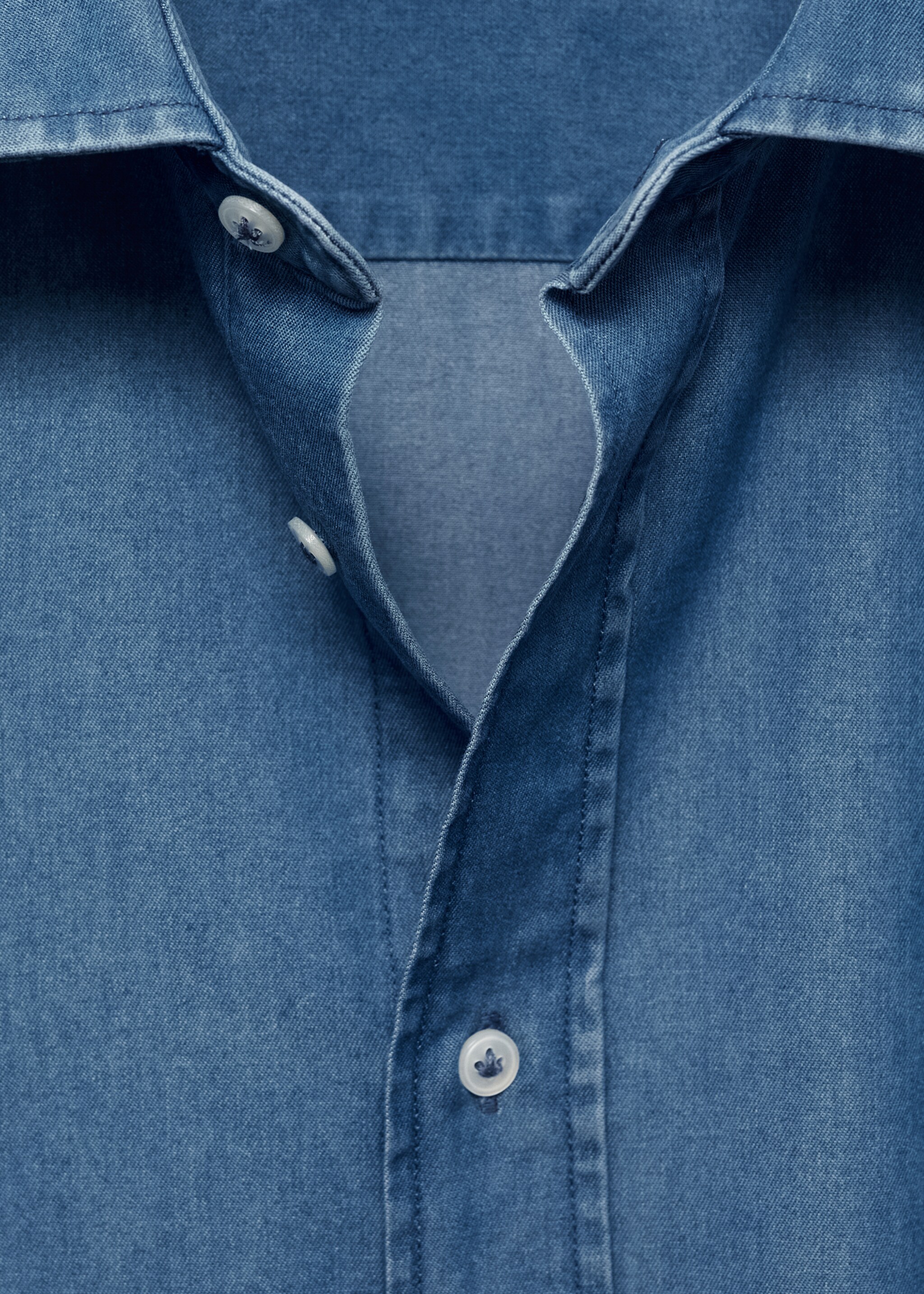 Πουκάμισο slim fit βαμβακερό λαχούρια - Λεπτομέρεια του προϊόντος 8, Μεσαίο Μπλε. Ref: 77044438-00.