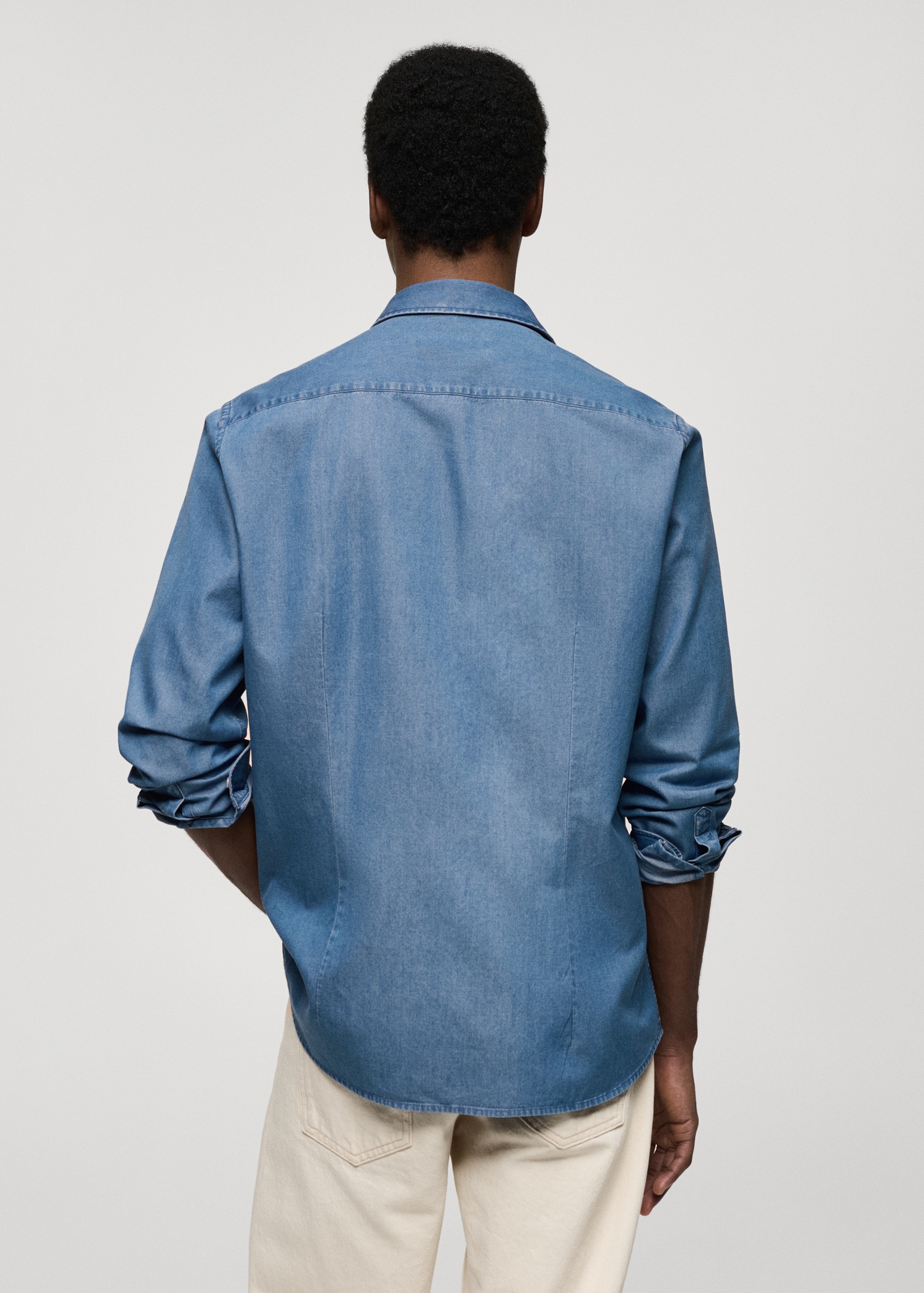 Chambray Camisa De Vestir Sin Mangas Chambray Blusa Sin Manga De