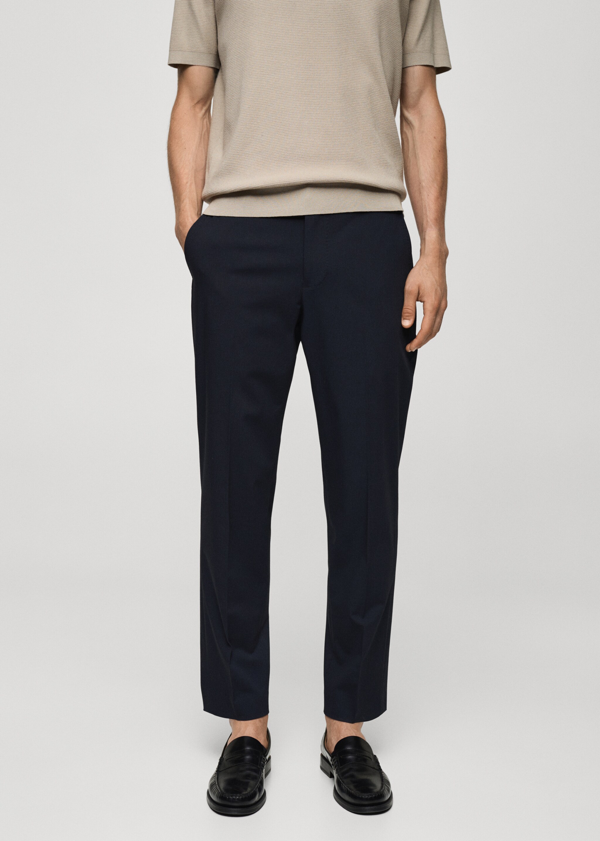 Slim fit suit trousers - Medium plane, Dark Navy. Ref: 77044445-00.