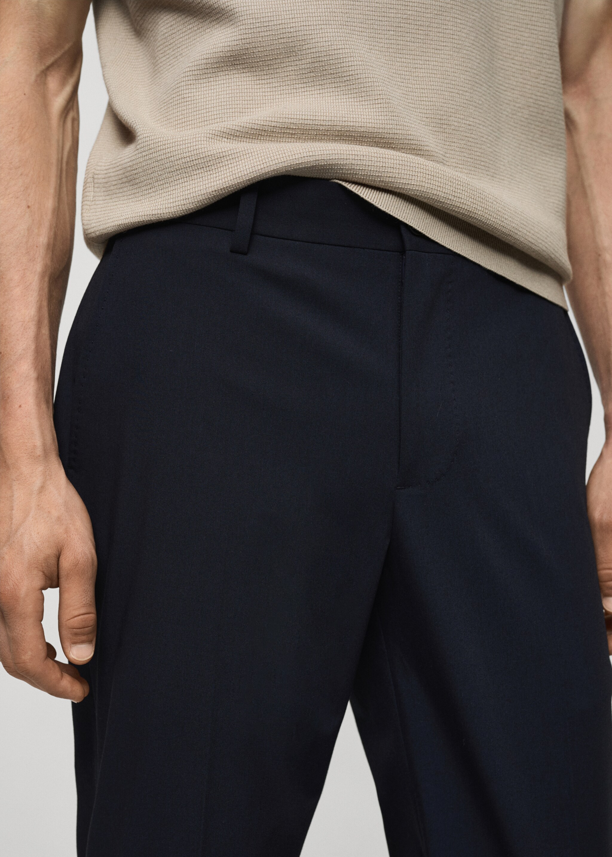 Slim fit suit trousers - Details of the article 1, Dark Navy. Ref: 77044445-00.
