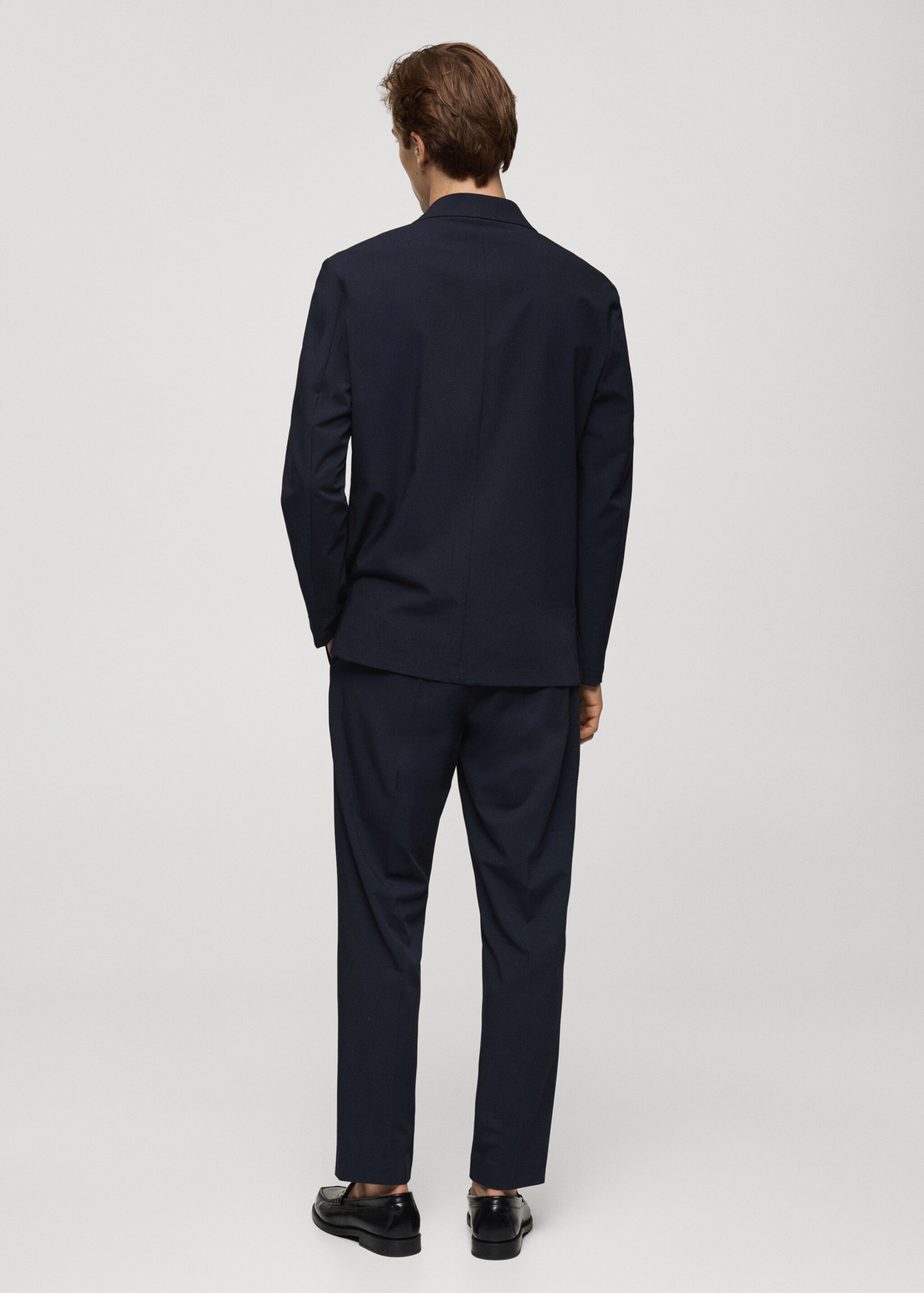 Slim fit suit trousers - Reverse of the article, Dark Navy. Ref: 77044445-00.