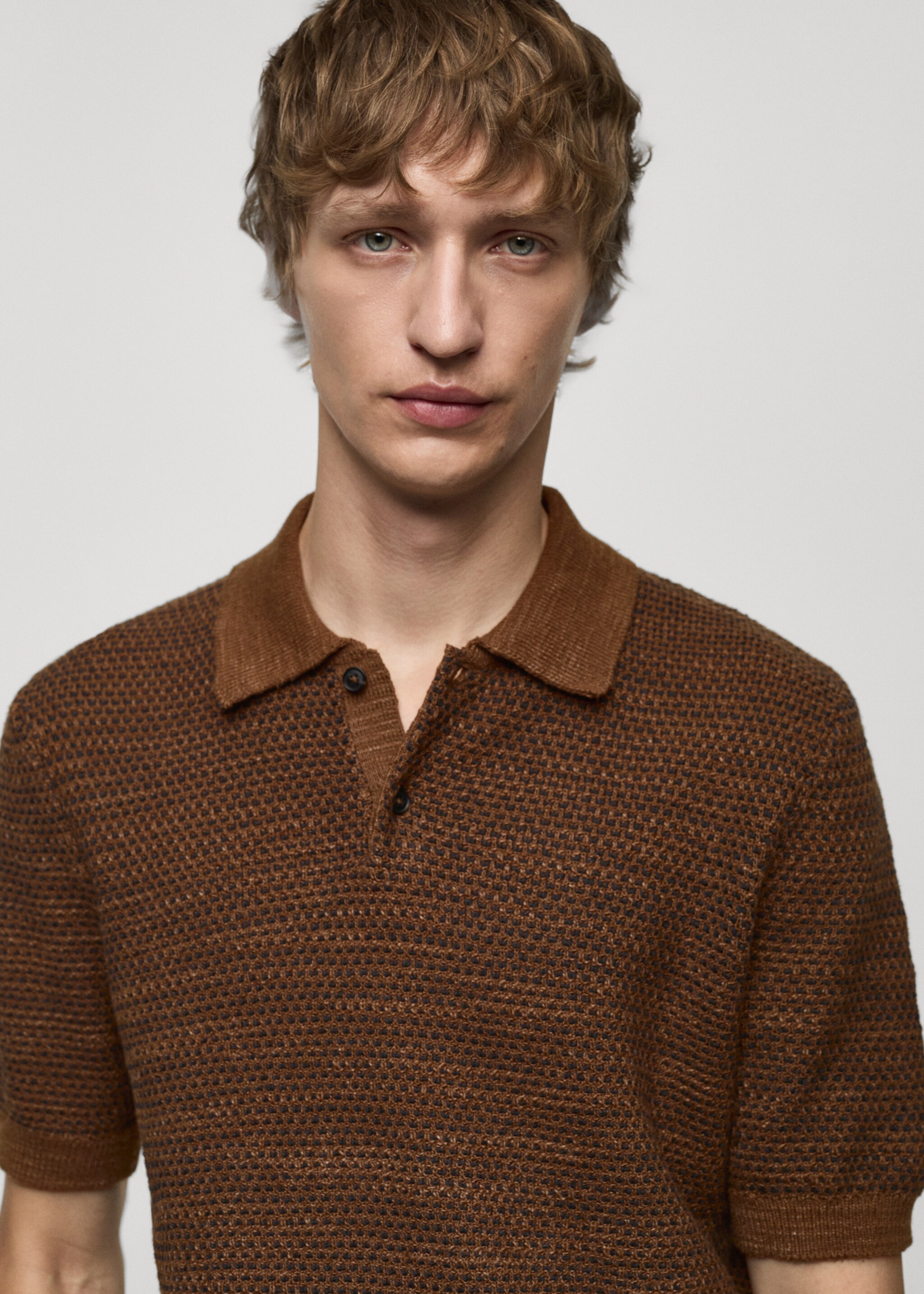 Structured knit cotton polo - Details of the article 1
