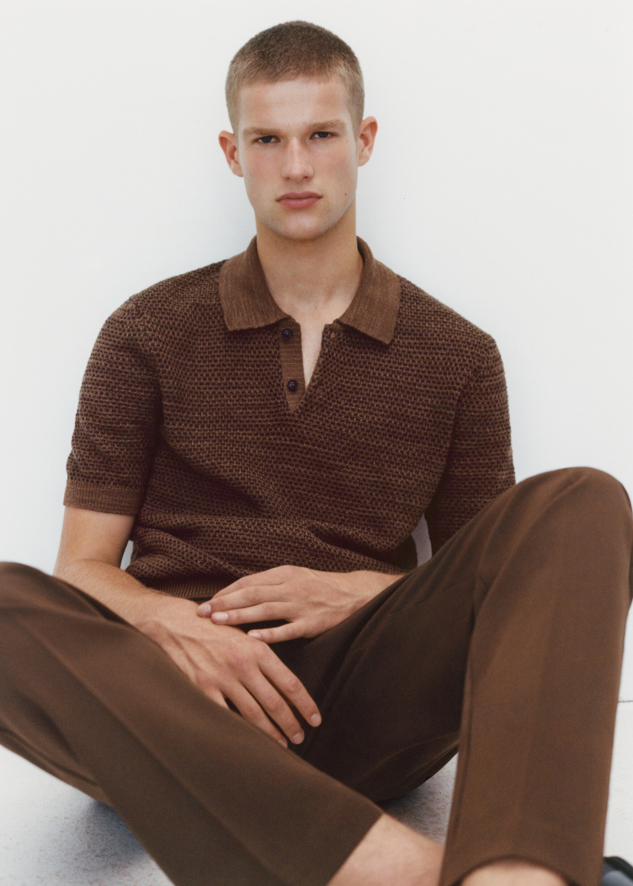 Structured knit cotton polo - Details of the article 5