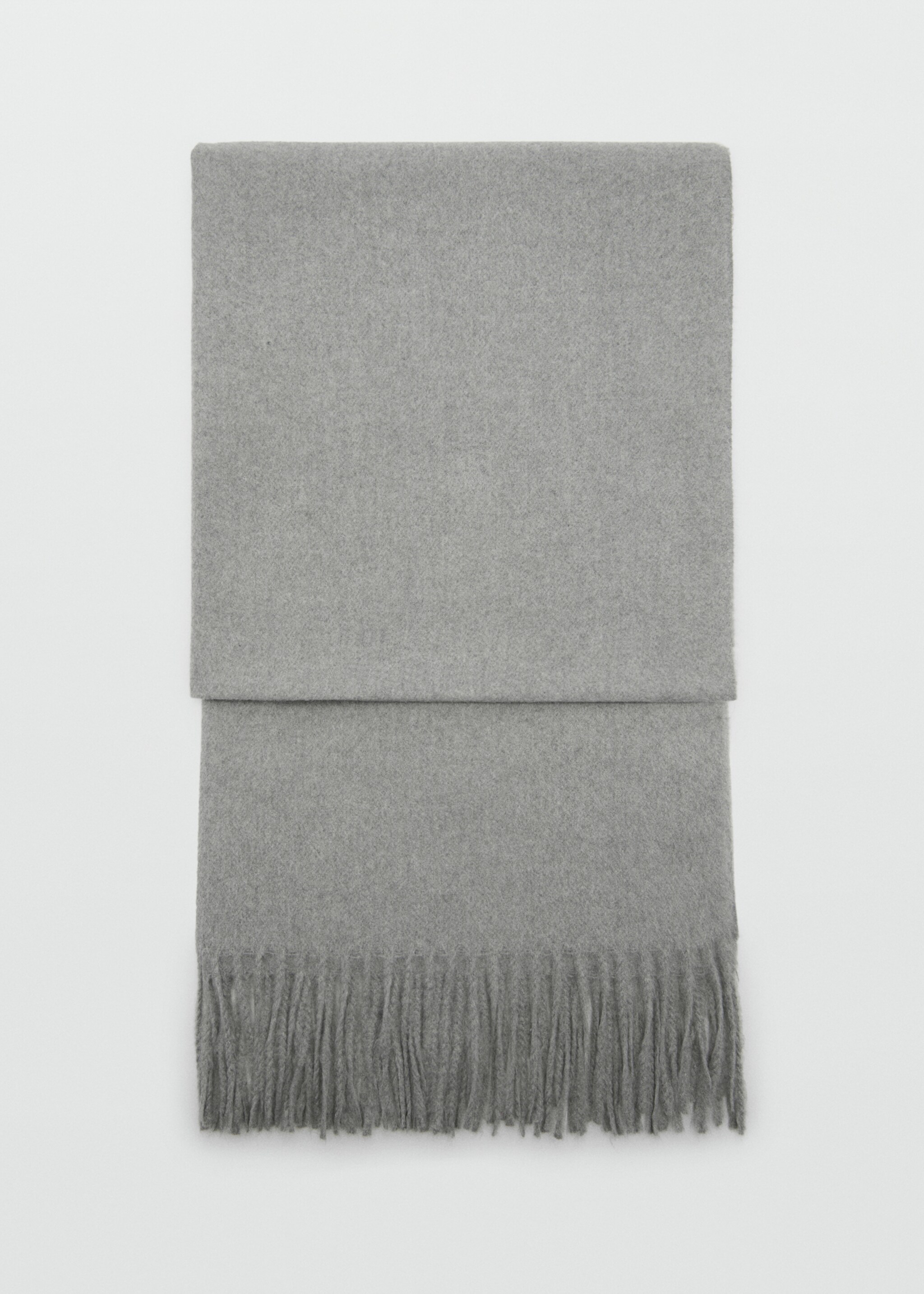 Fringed edge scarf - Article without model, Light Heather Grey. Ref: 77044758-00.