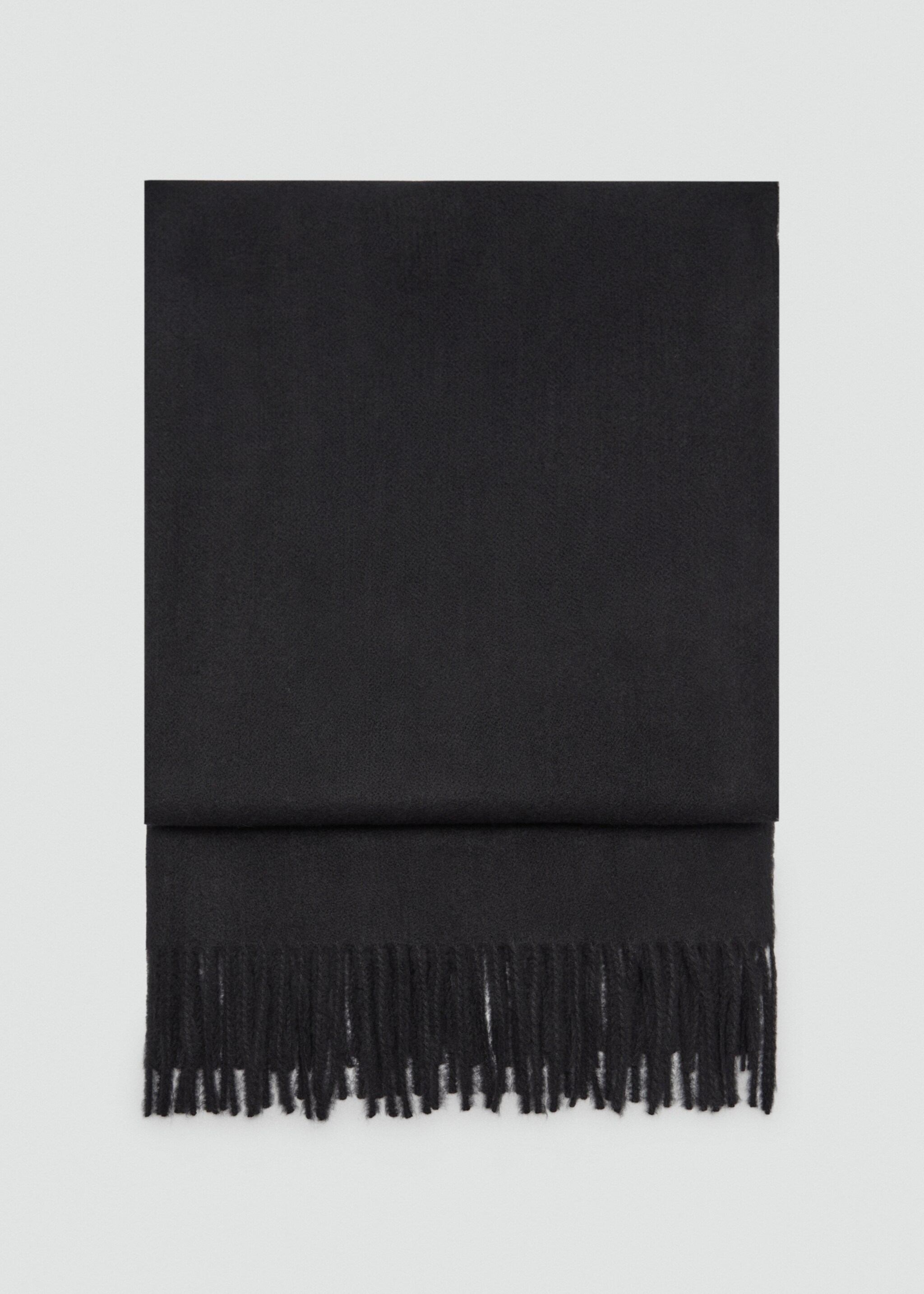 Fringed edge scarf - Article without model, Black. Ref: 77044758-00.