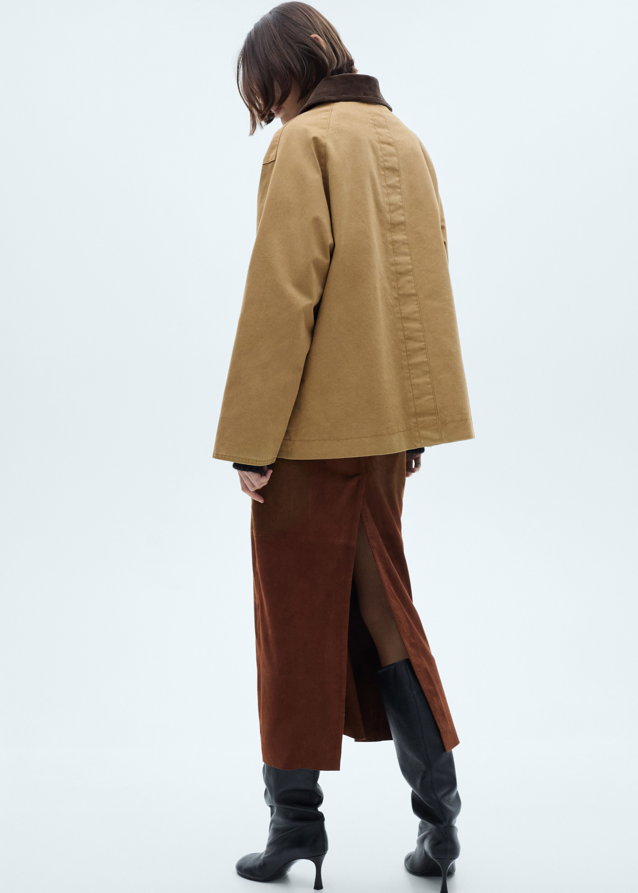 Pockets cotton parka - Reverse of the article, Medium Brown. Ref: 77044760-00.