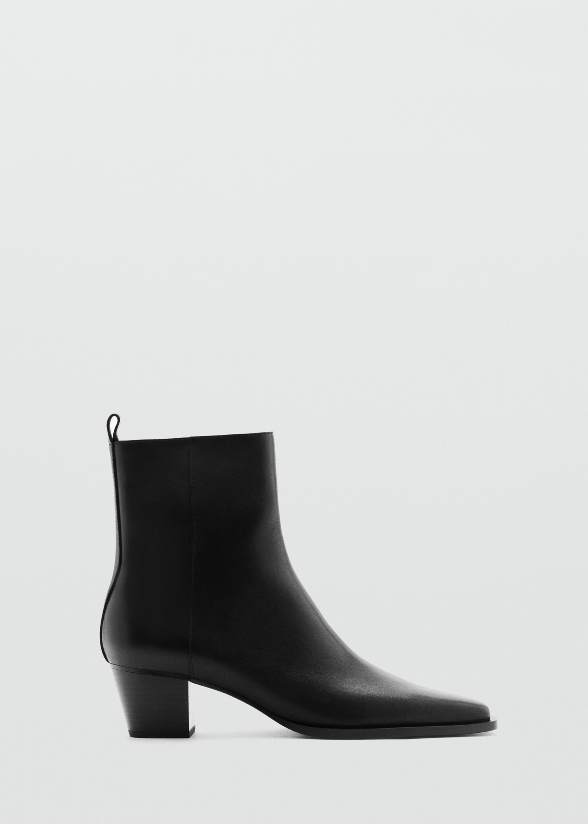 Leather ankle boots with block heel - Article without model, Black. Ref: 77044762-00.