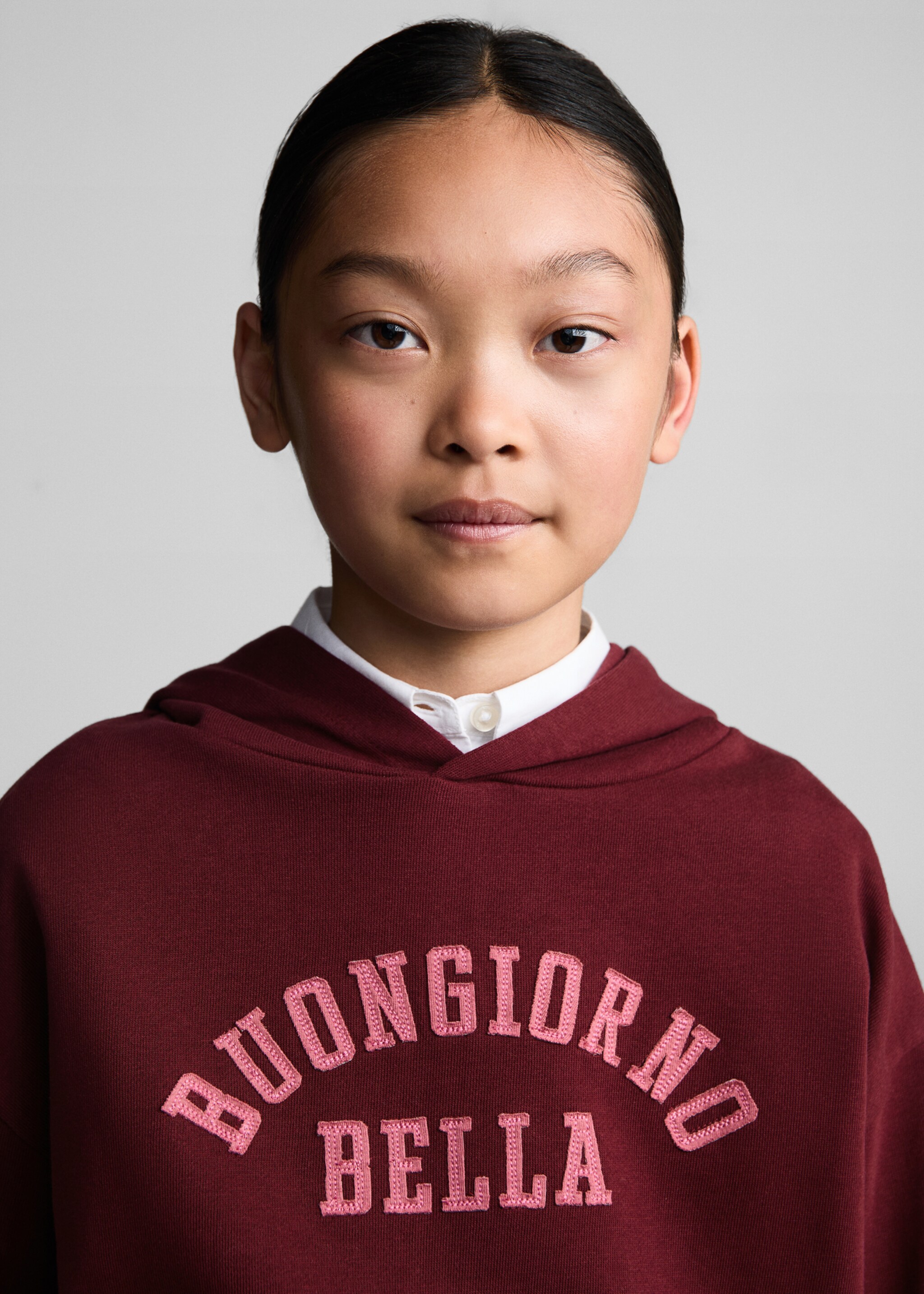 Sweat-shirt imprimé capuche - Détail de l'article 1, Lie de vin. Ref: 77044774-00.