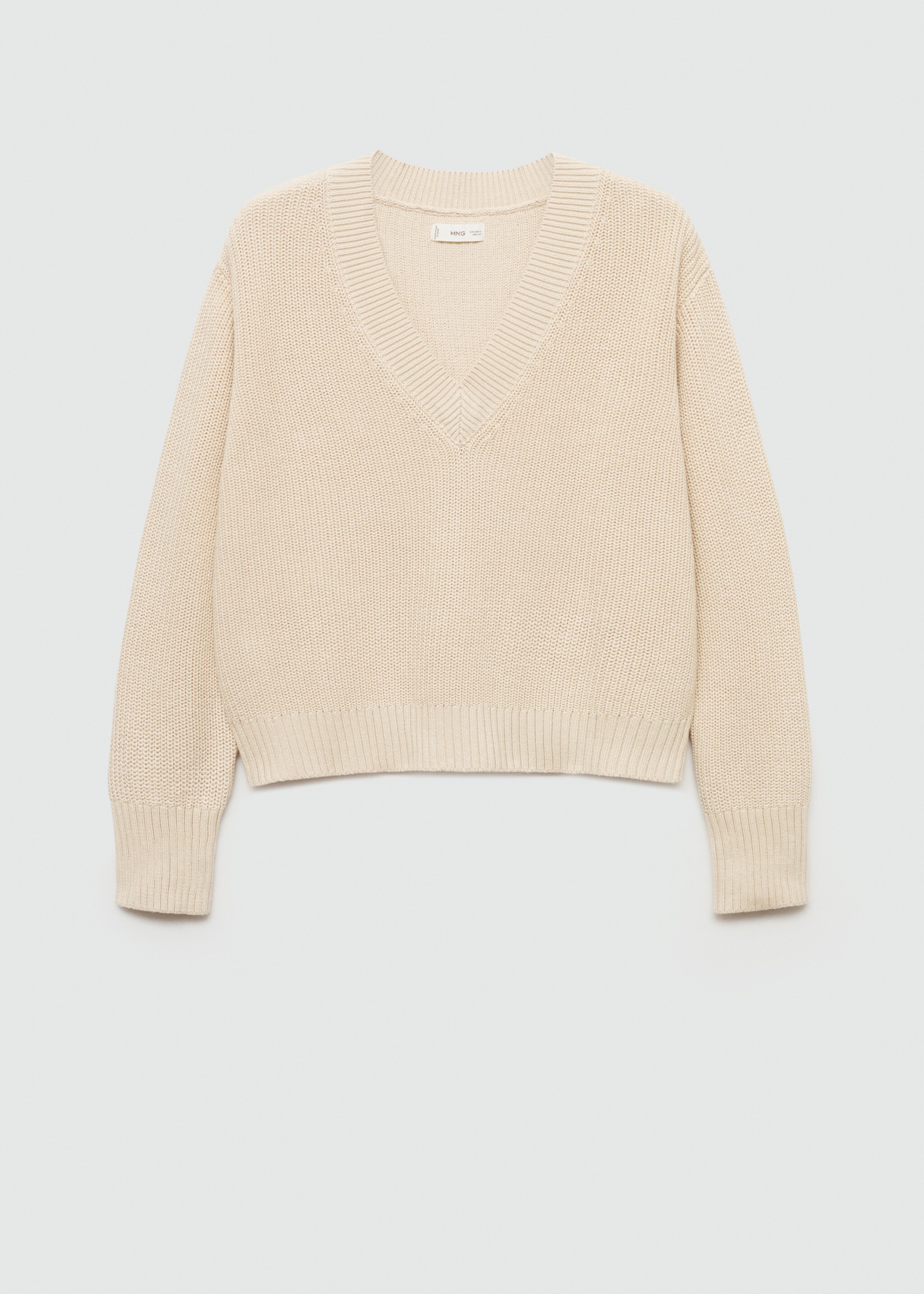 V-neck sweater - Article without model, Beige. Ref: 77044786-00.