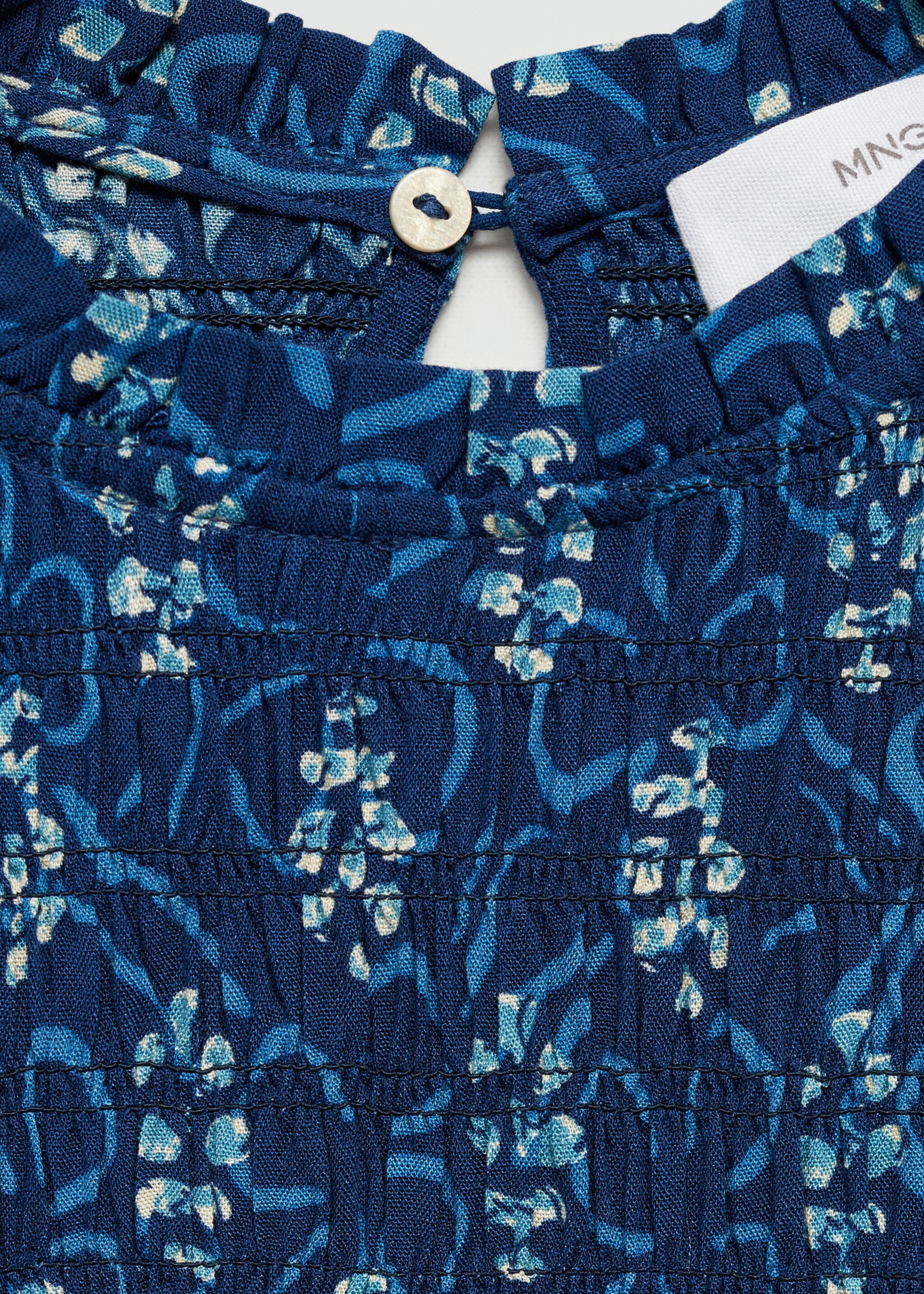 Printed ruched dress - Details of the article 8, Dark Navy. Ref: 77044787-00.
