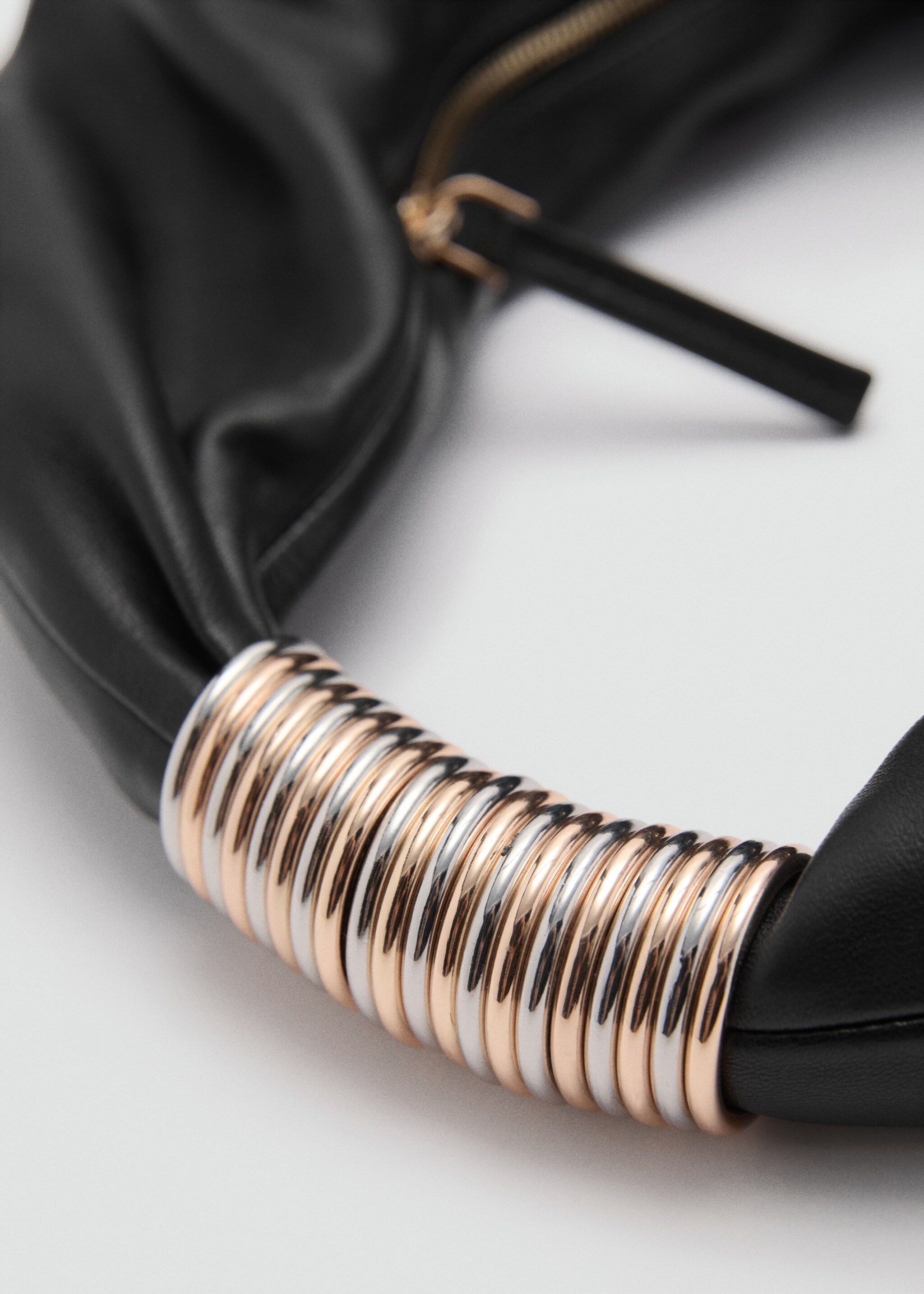 Leather bag with metallic detail - Details of the article 1, Black. Ref: 77044795-00.