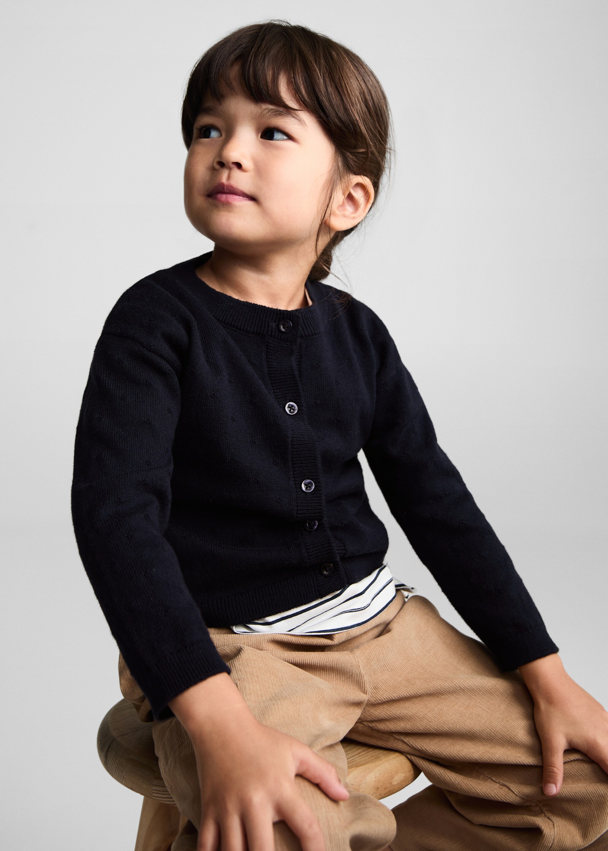 Button knit cardigan - Medium plane, Dark Navy. Ref: 77045152-00.