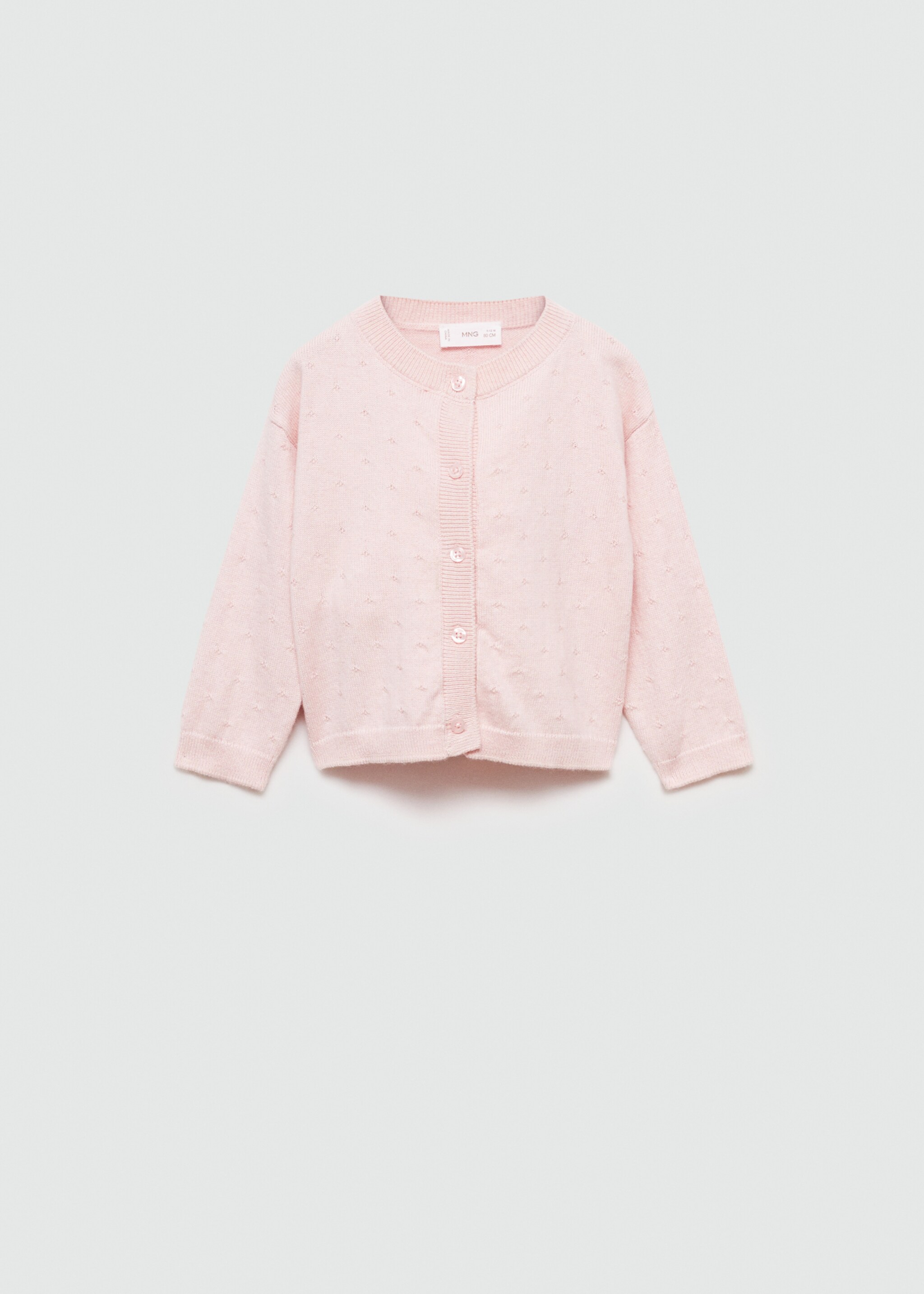 Button knit cardigan - Article without model, Pastel Pink. Ref: 77045152-00.
