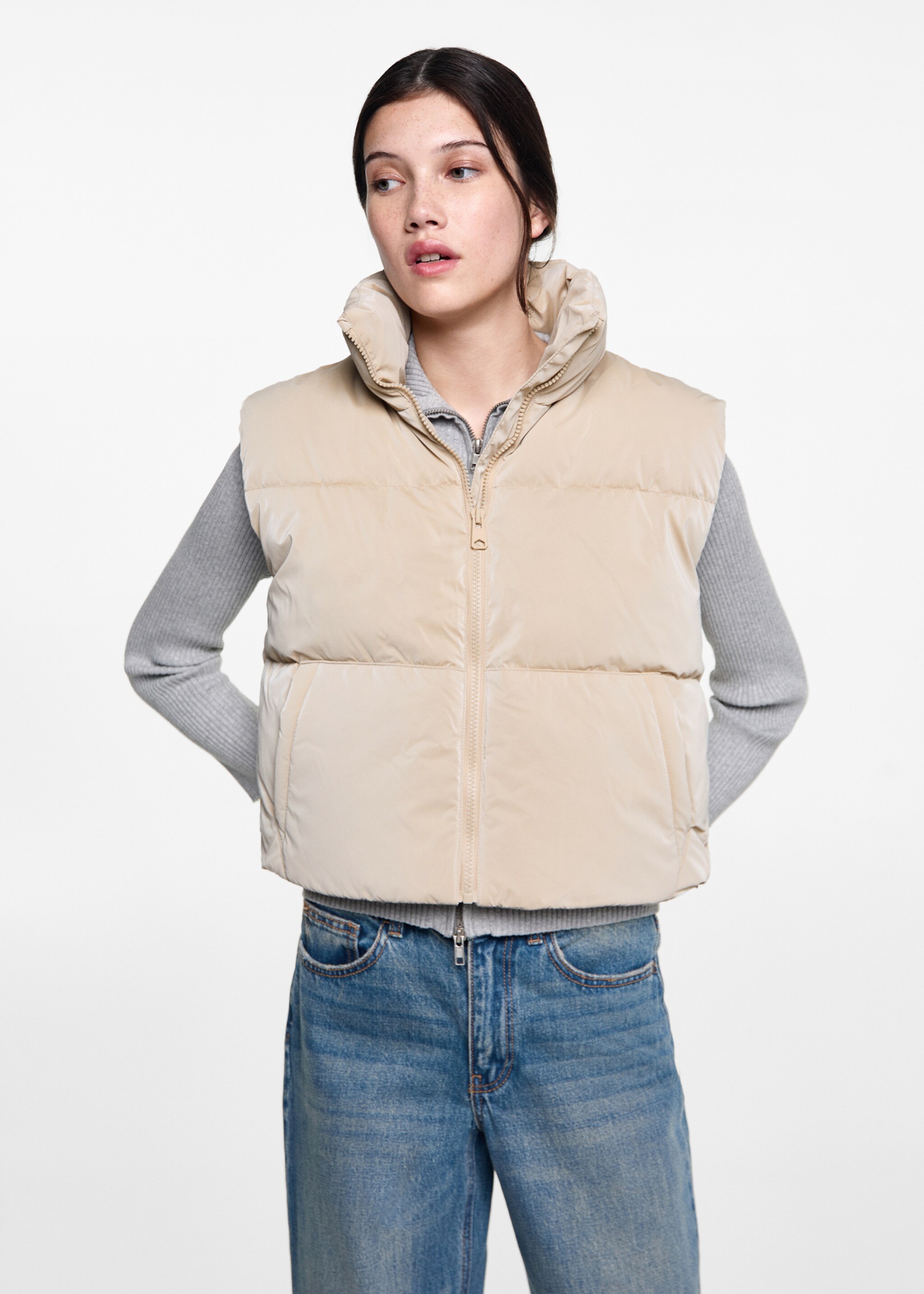 Steppanorak mit Taschen - Mittlere Ansicht, Beige. Ref: 77045629-00.