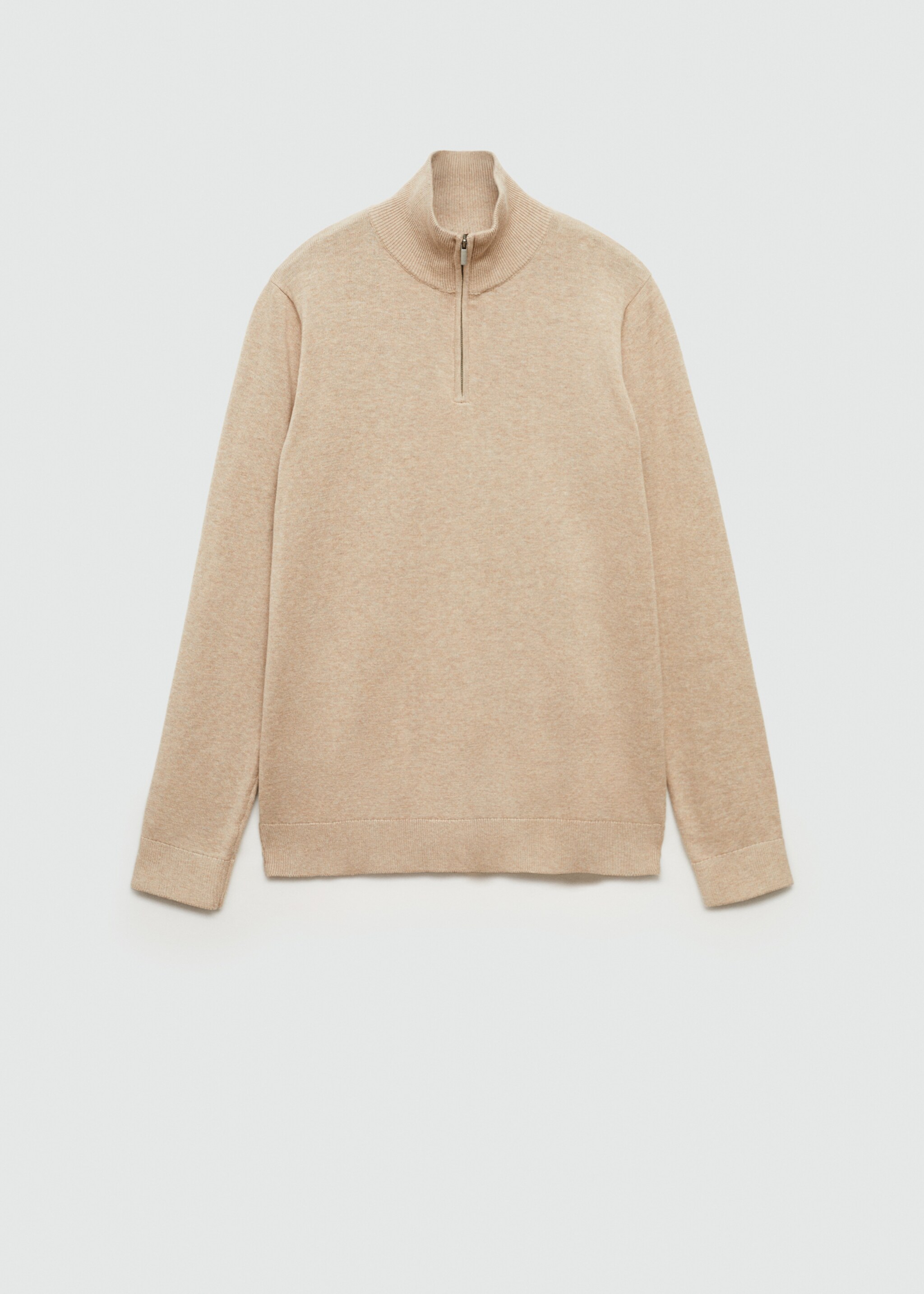 Perkins-neck sweater with zip - Article without model, Beige. Ref: 77045633-00.