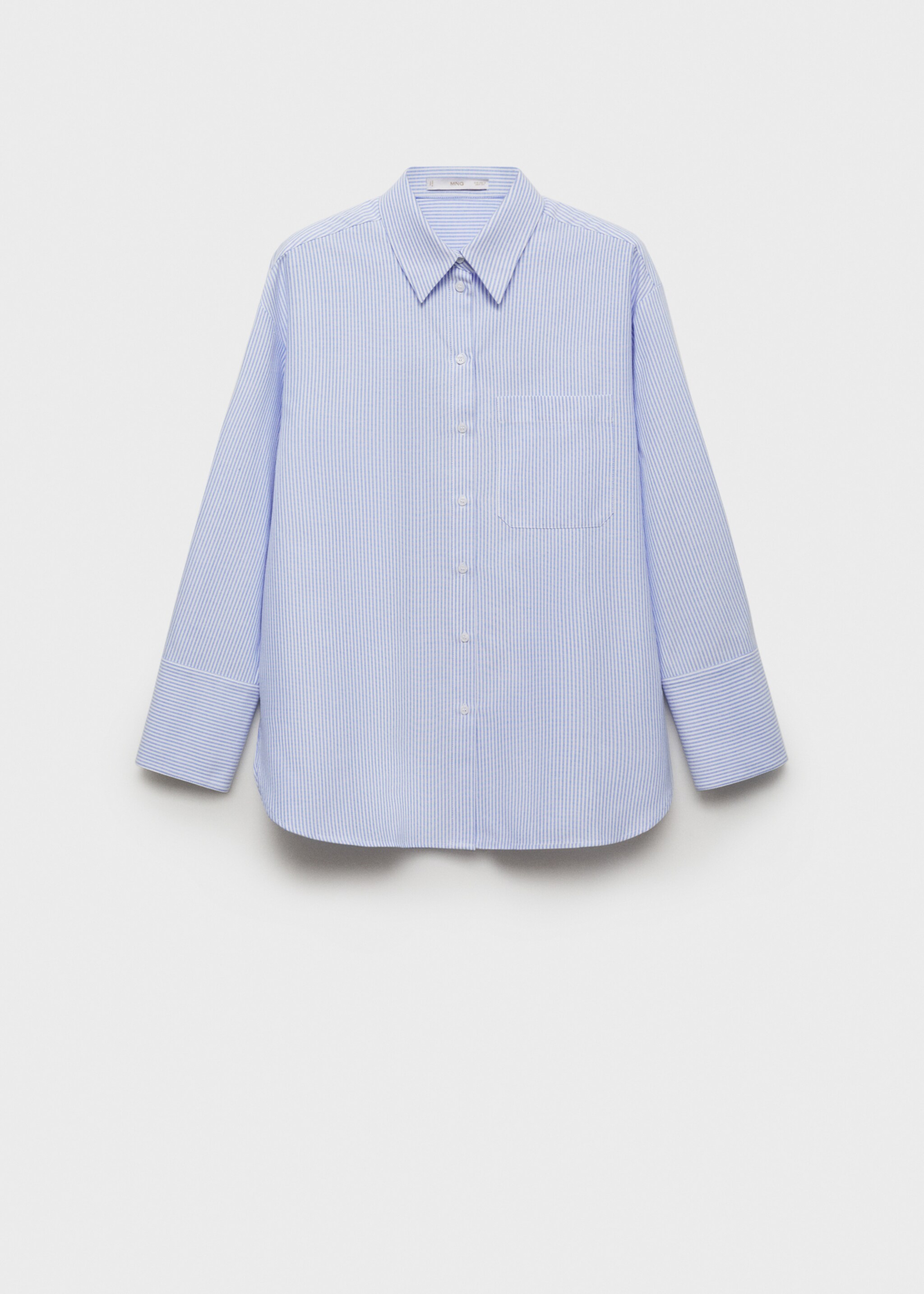 Striped cotton shirt - Article without model, Sky Blue. Ref: 77045636-00.