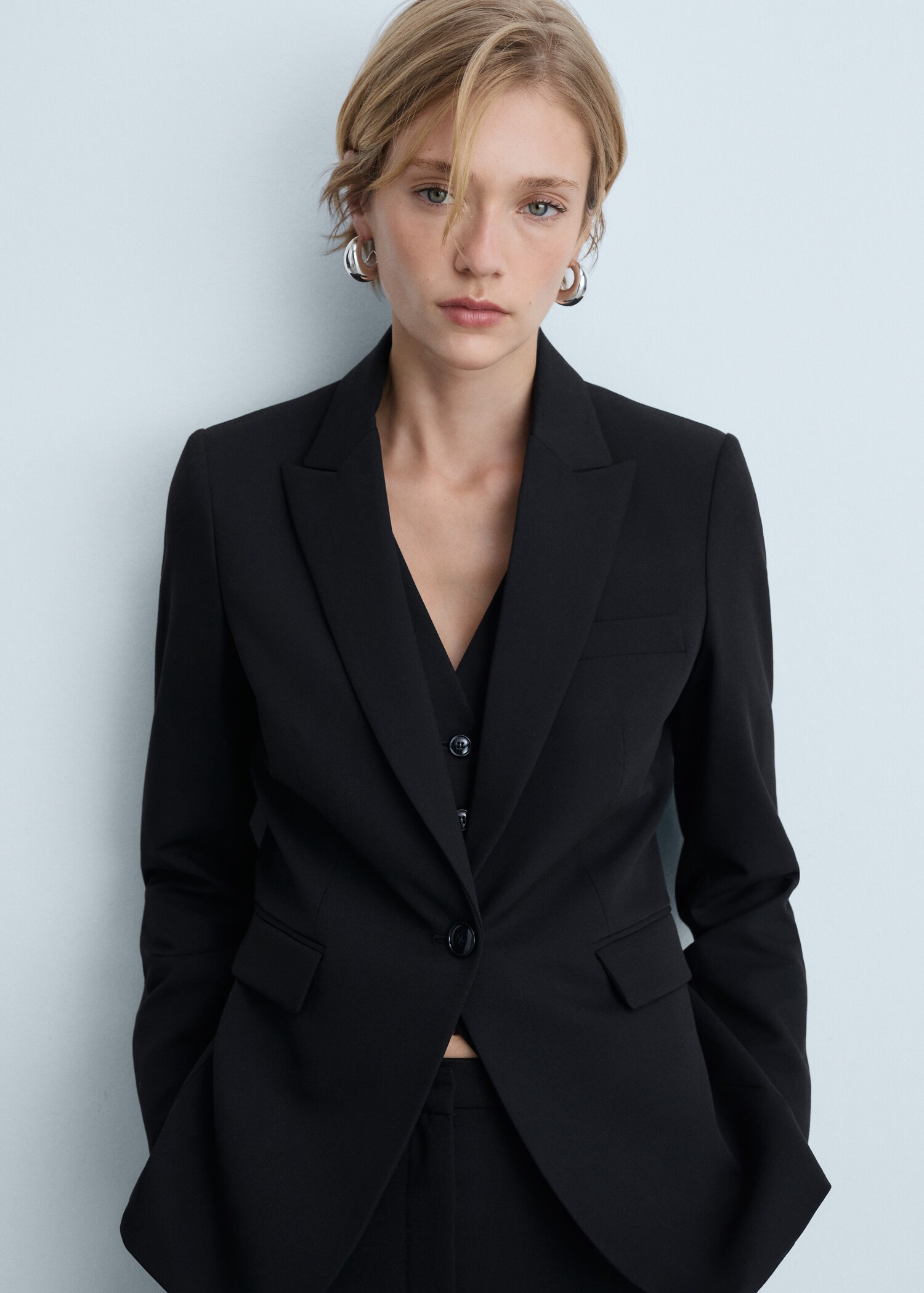 Fitted suit blazer - Medium plane