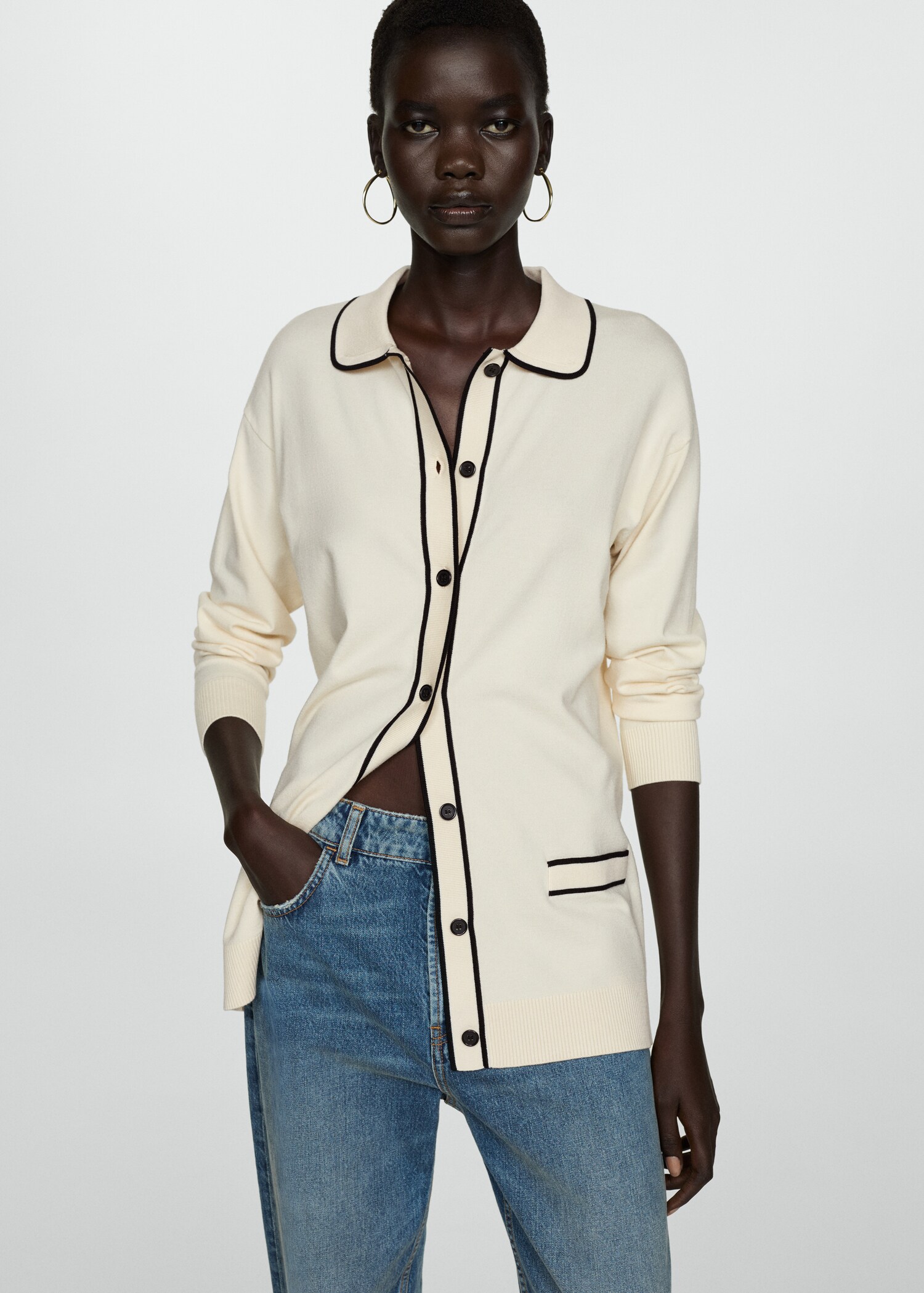 Oversized-Cardigan mit Kontrastborten - Detail des Artikels 2