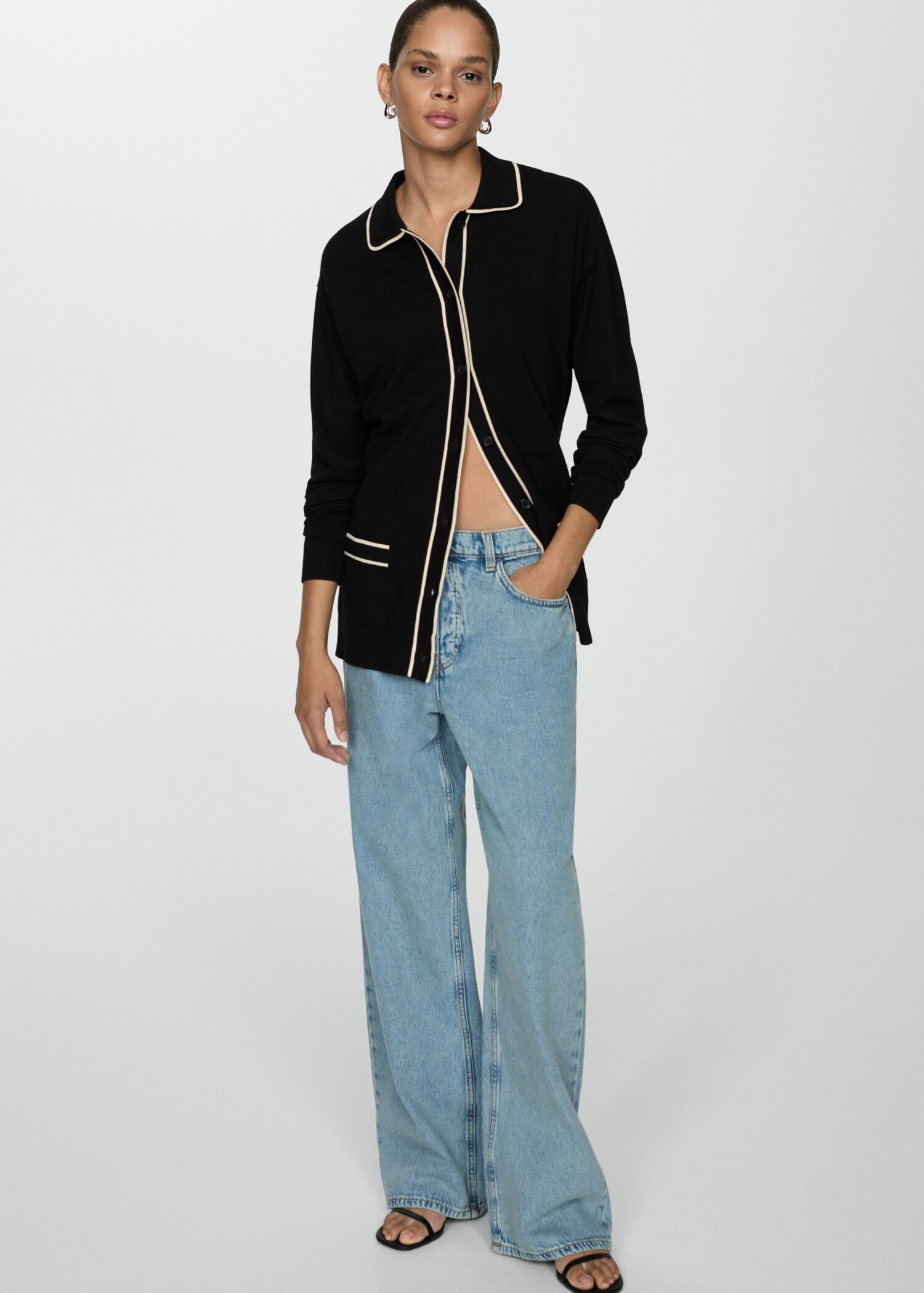 Oversized-Cardigan mit Kontrastborten - Detail des Artikels 2