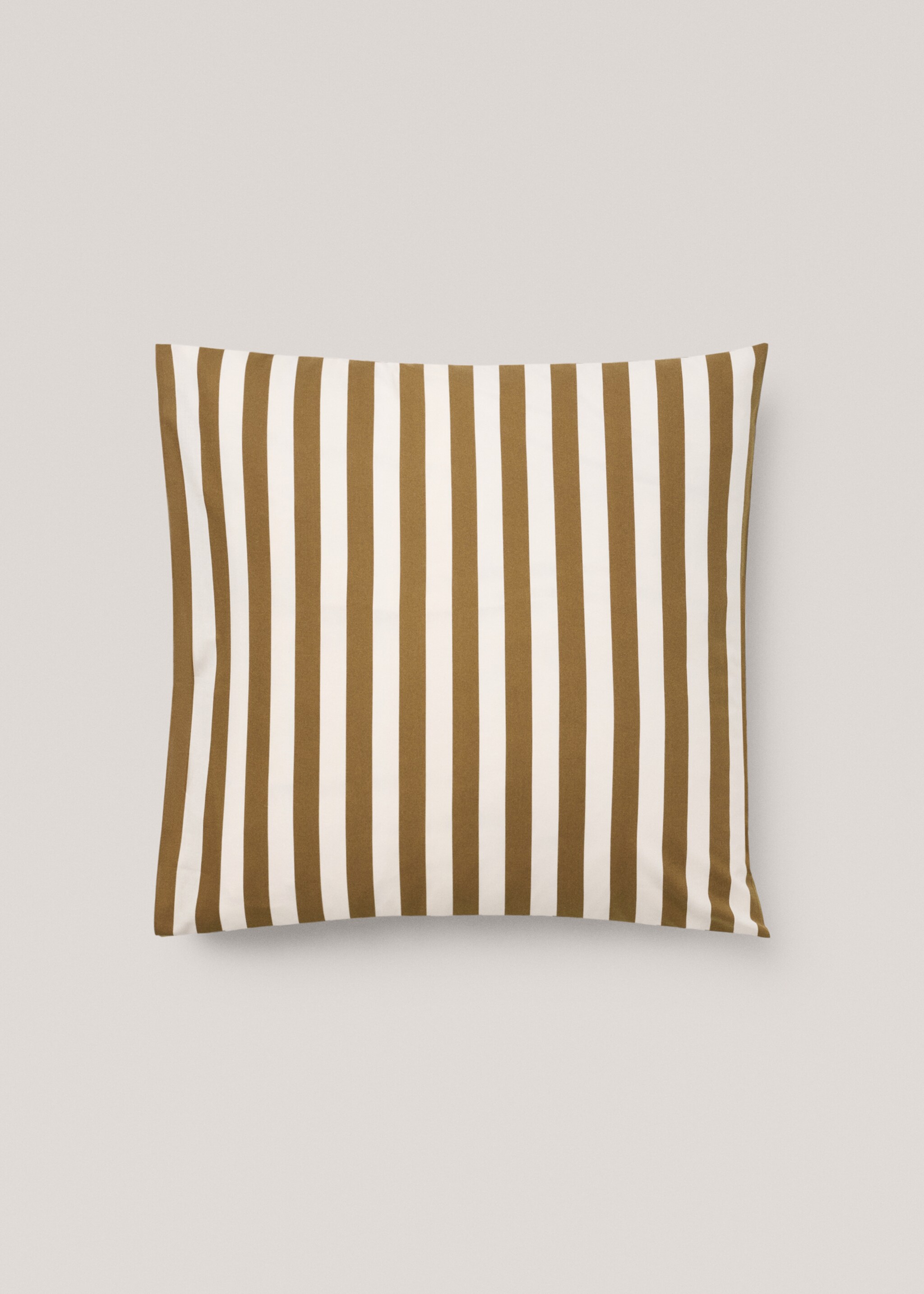 Striped pillowcase 60x60cm - Article without model, Olive Green. Ref: 77045642-00.