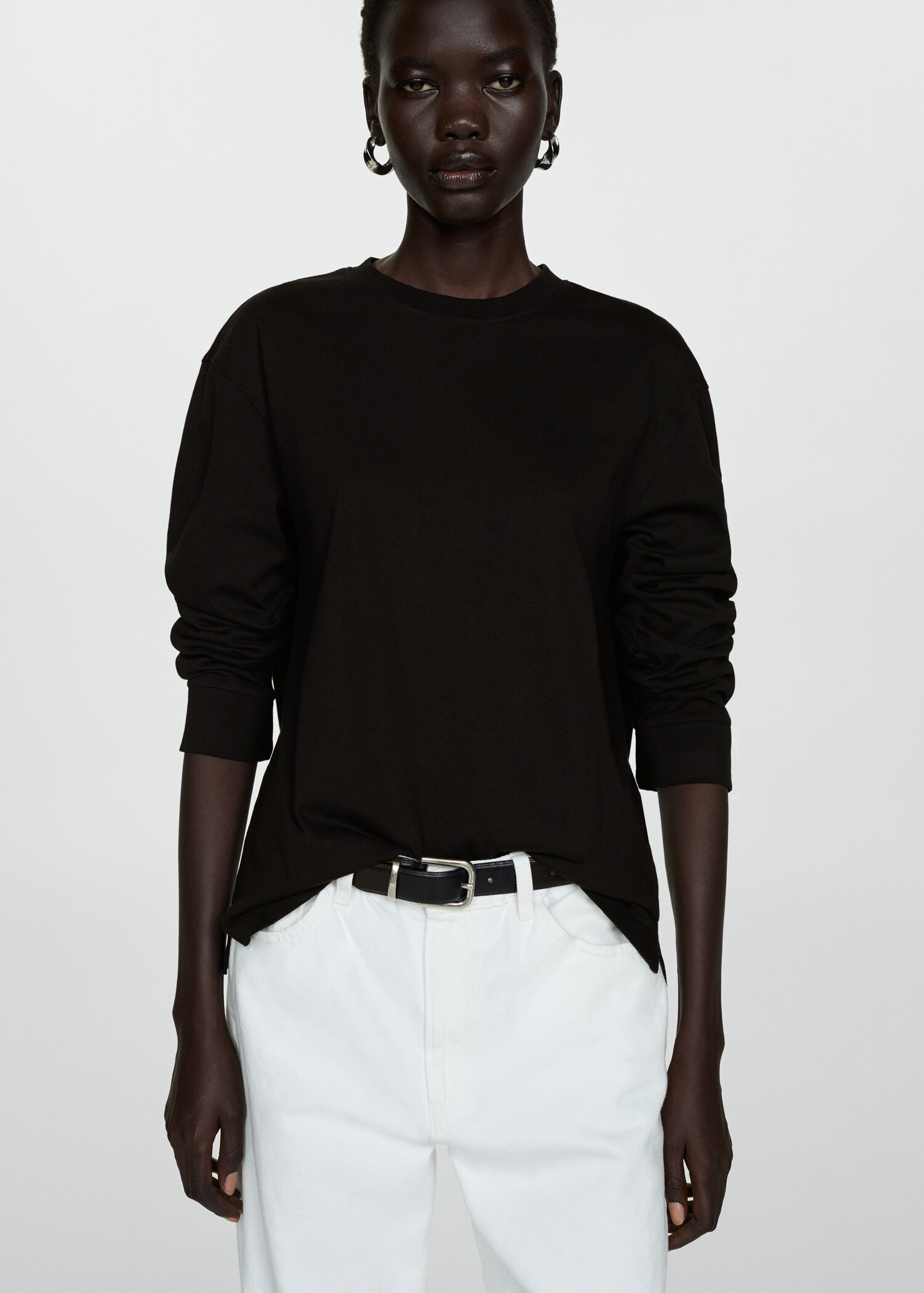 T-shirt coton manches longues - Plan moyen