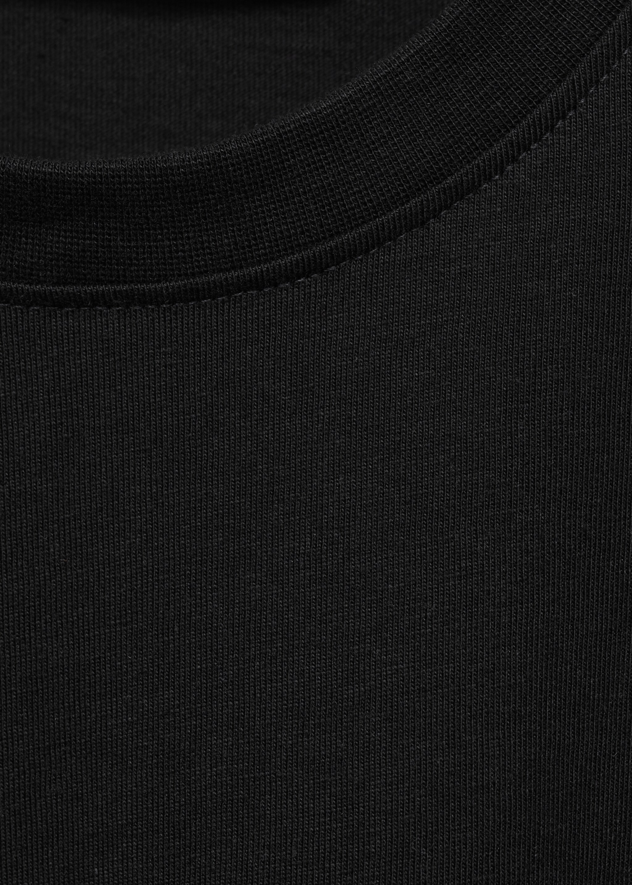 Long sleeve cotton t-shirt - Details of the article 8, Black. Ref: 77045643-00.