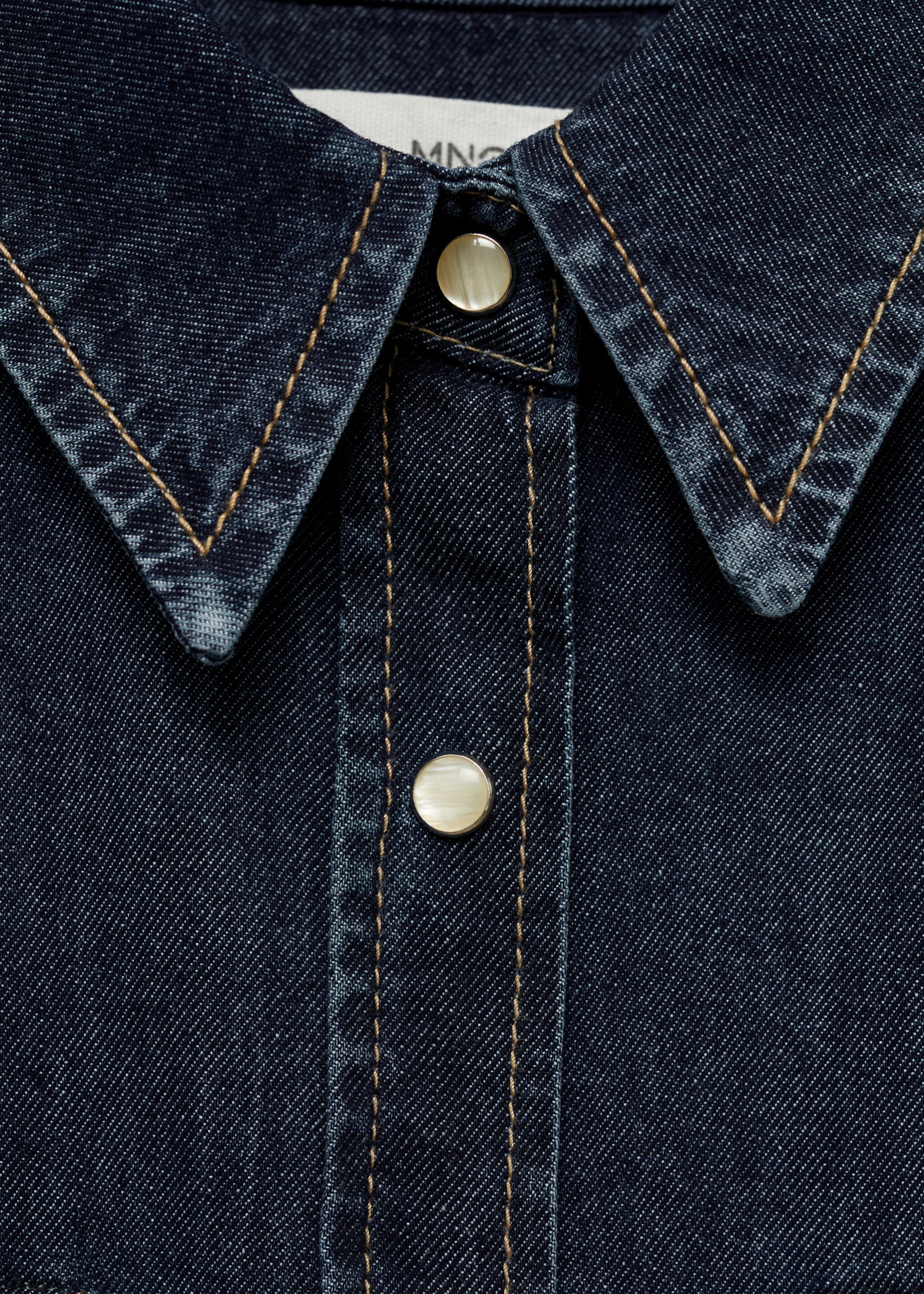 Chest-pocket denim shirt - Details of the article 8, Dark Blue. Ref: 77045644-00.