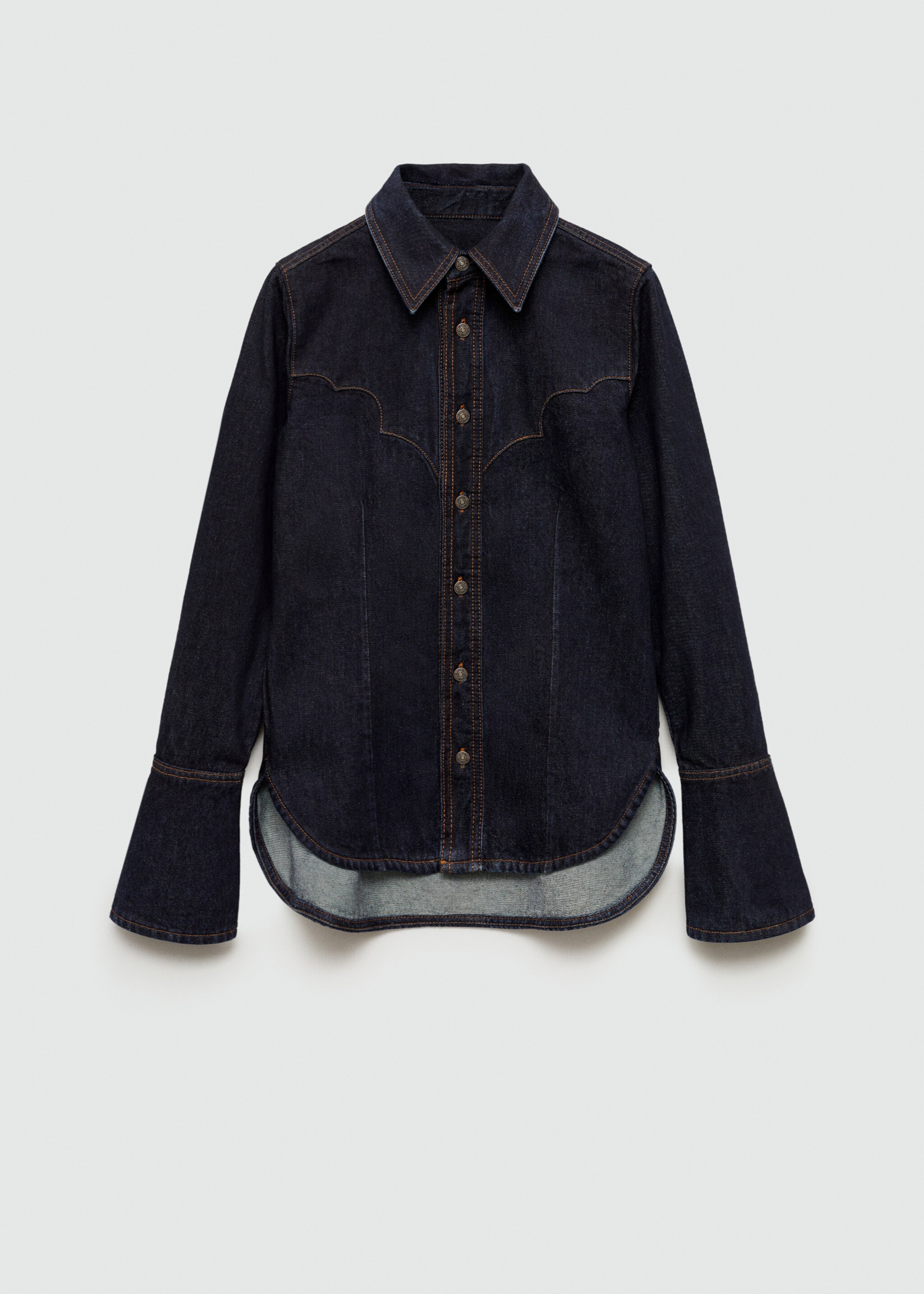Denim shirt with seams - Article without model, Open Blue. Ref: 77045645-00.