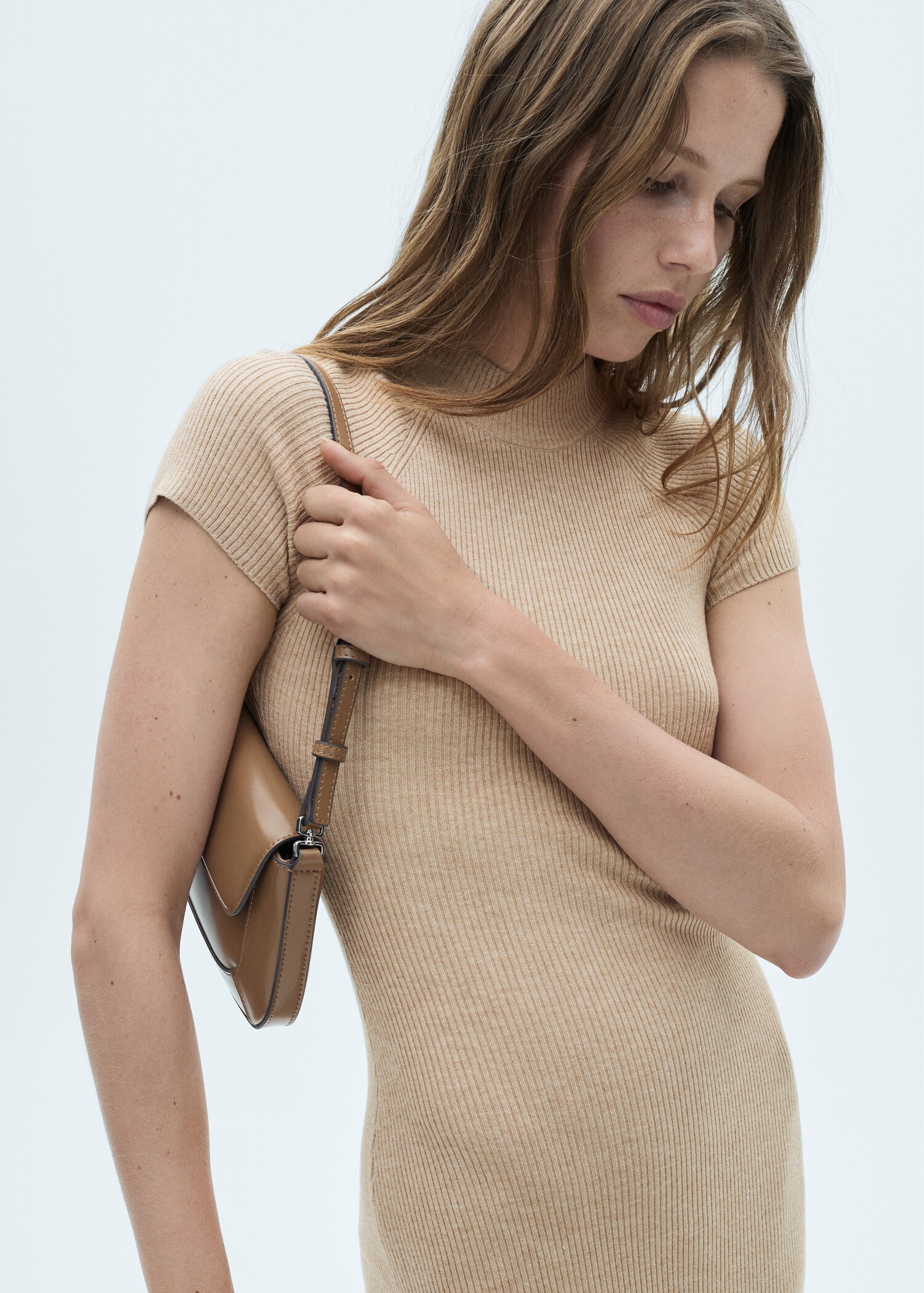 Perkins-neck ribbed dress - Medium plane