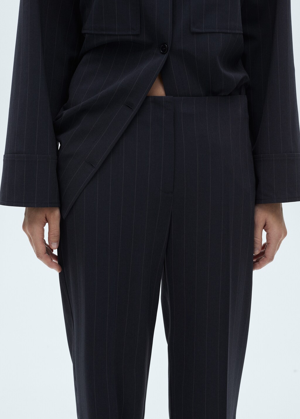Chalk-stripe straight pants - Women | MANGO OUTLET USA