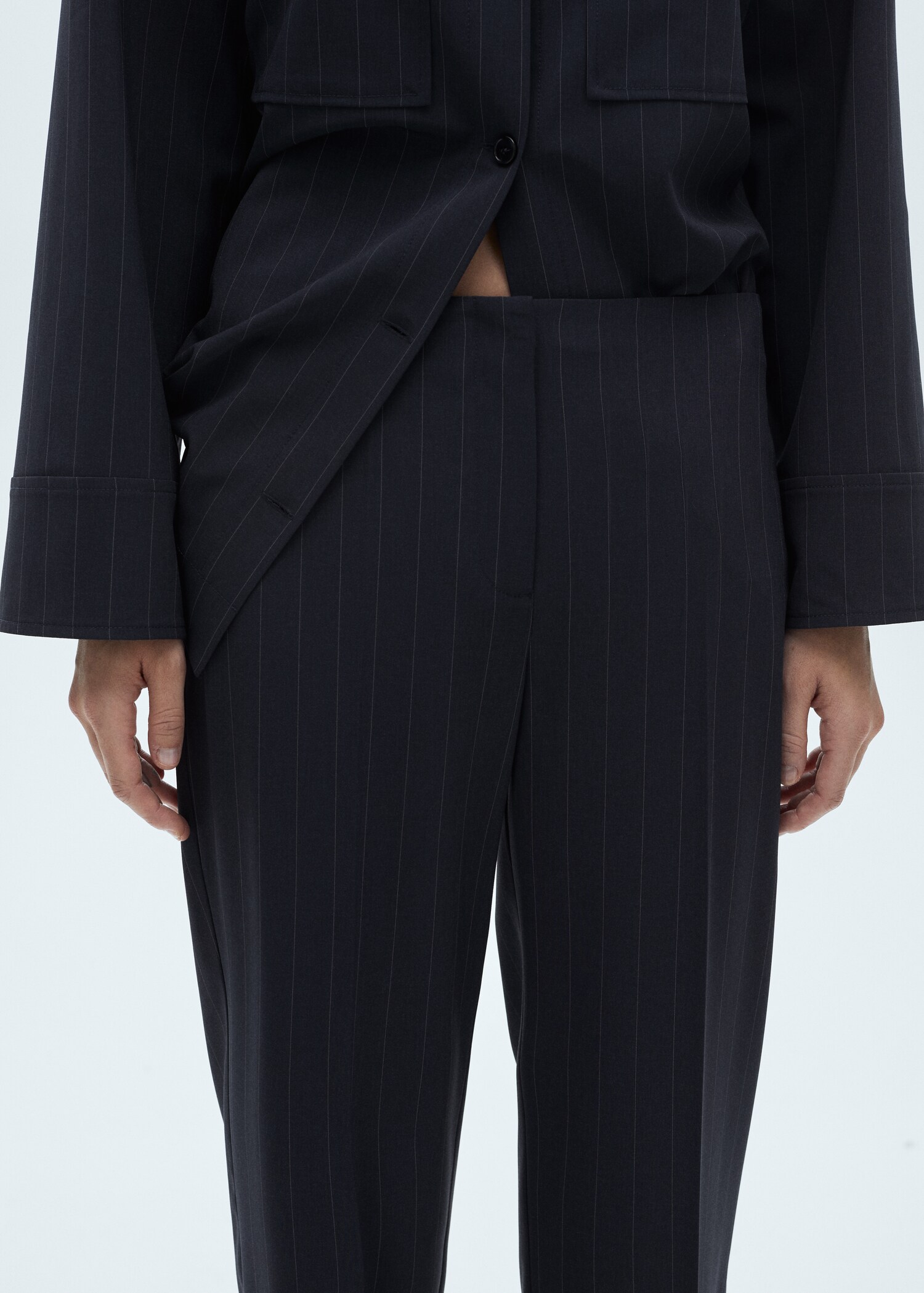 Chalk-stripe straight trousers - Medium plane