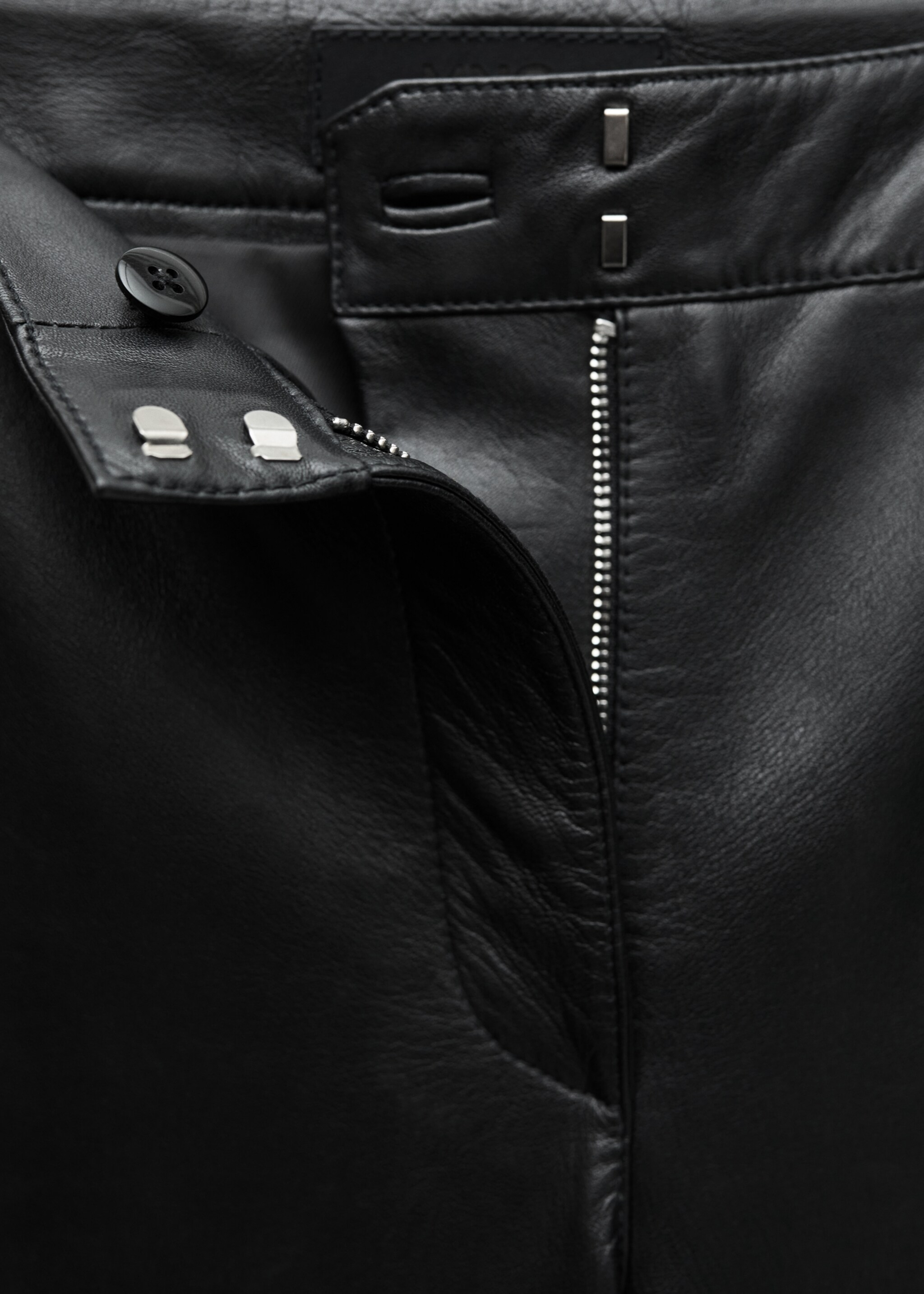 Flared leather trousers - Details of the article 8, Black. Ref: 77045656-00.