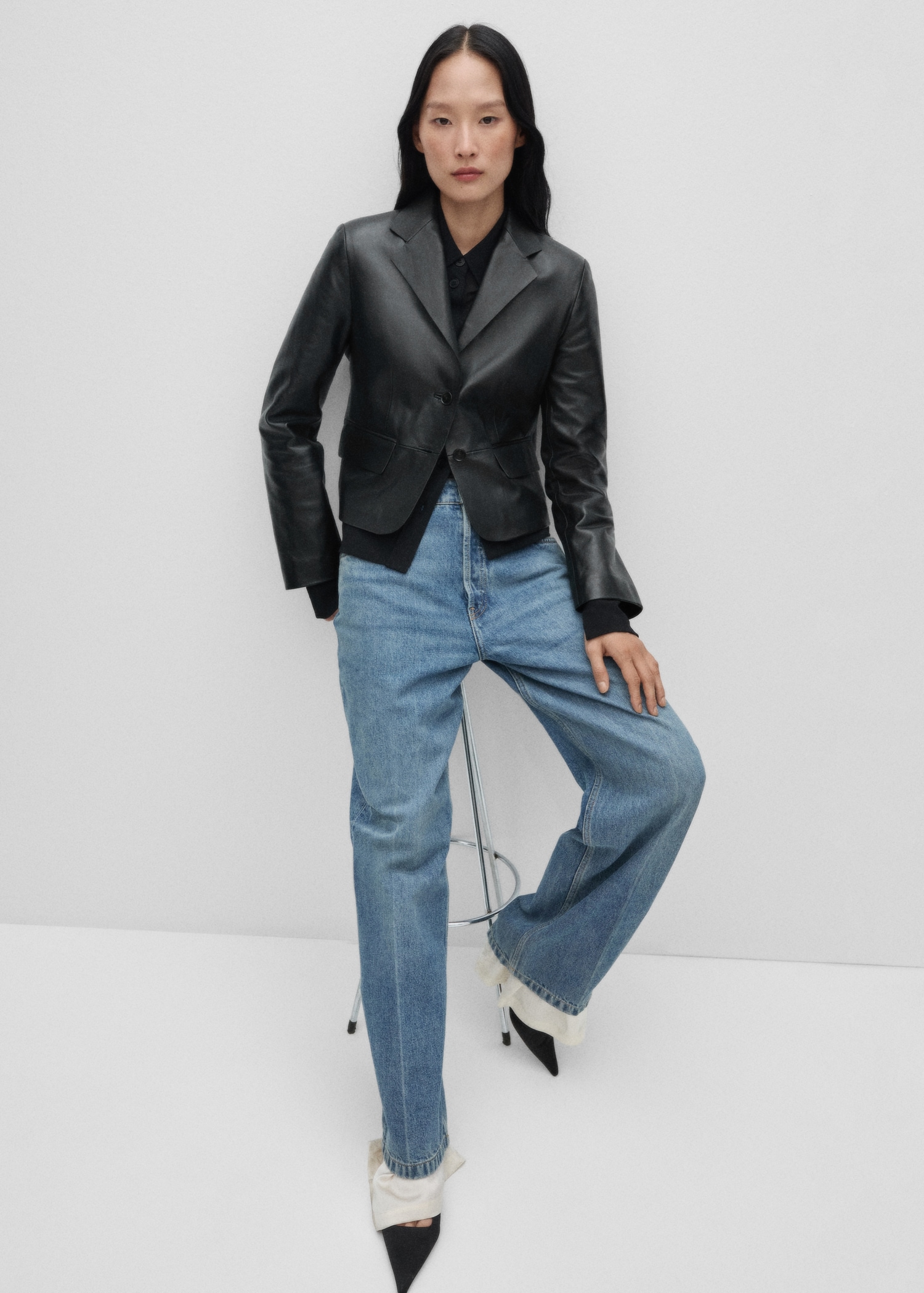 Lederjacke in Cropped-Länge Damen MANGO OUTLET Deutschland