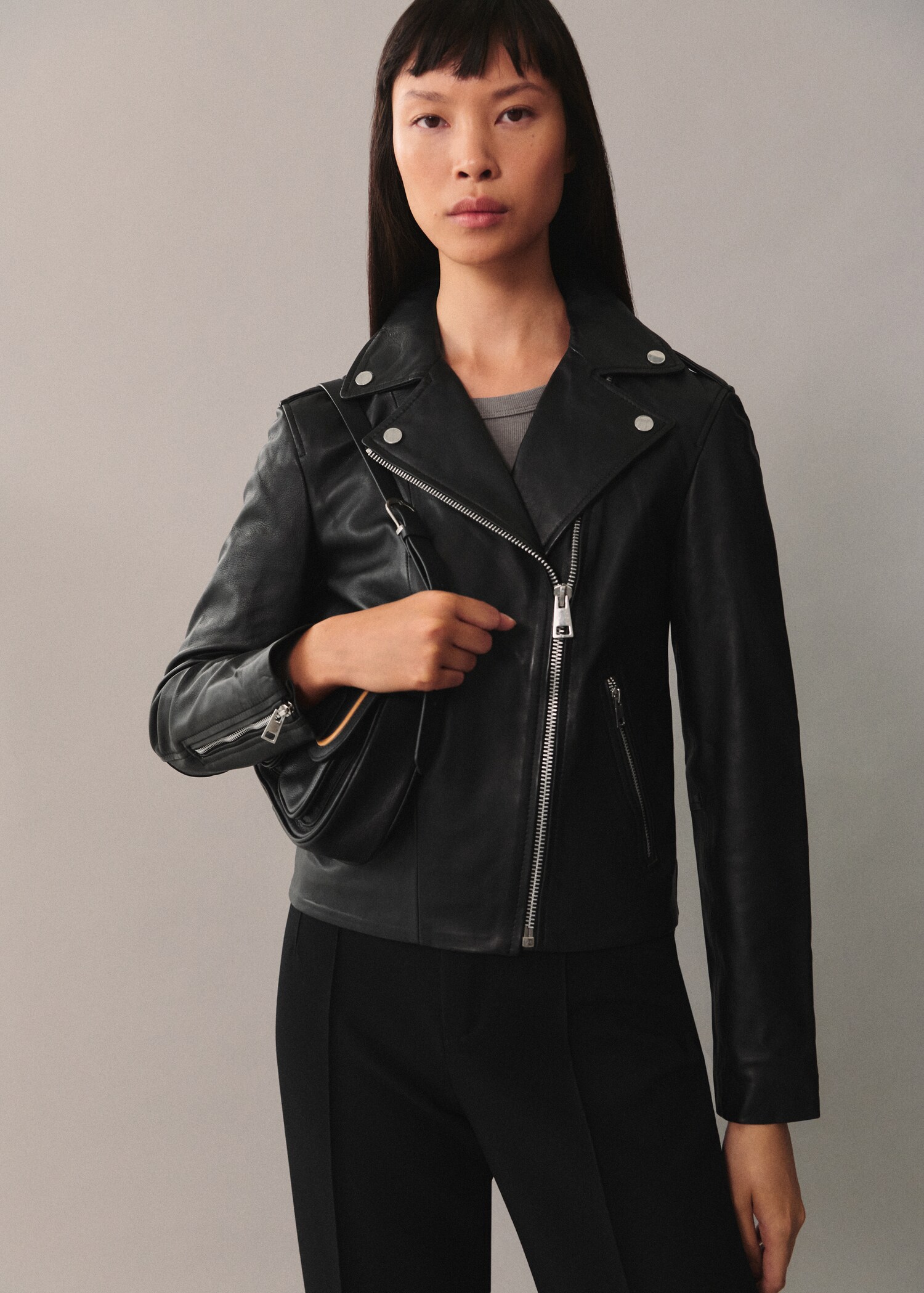 Leather biker jacket - Medium plane
