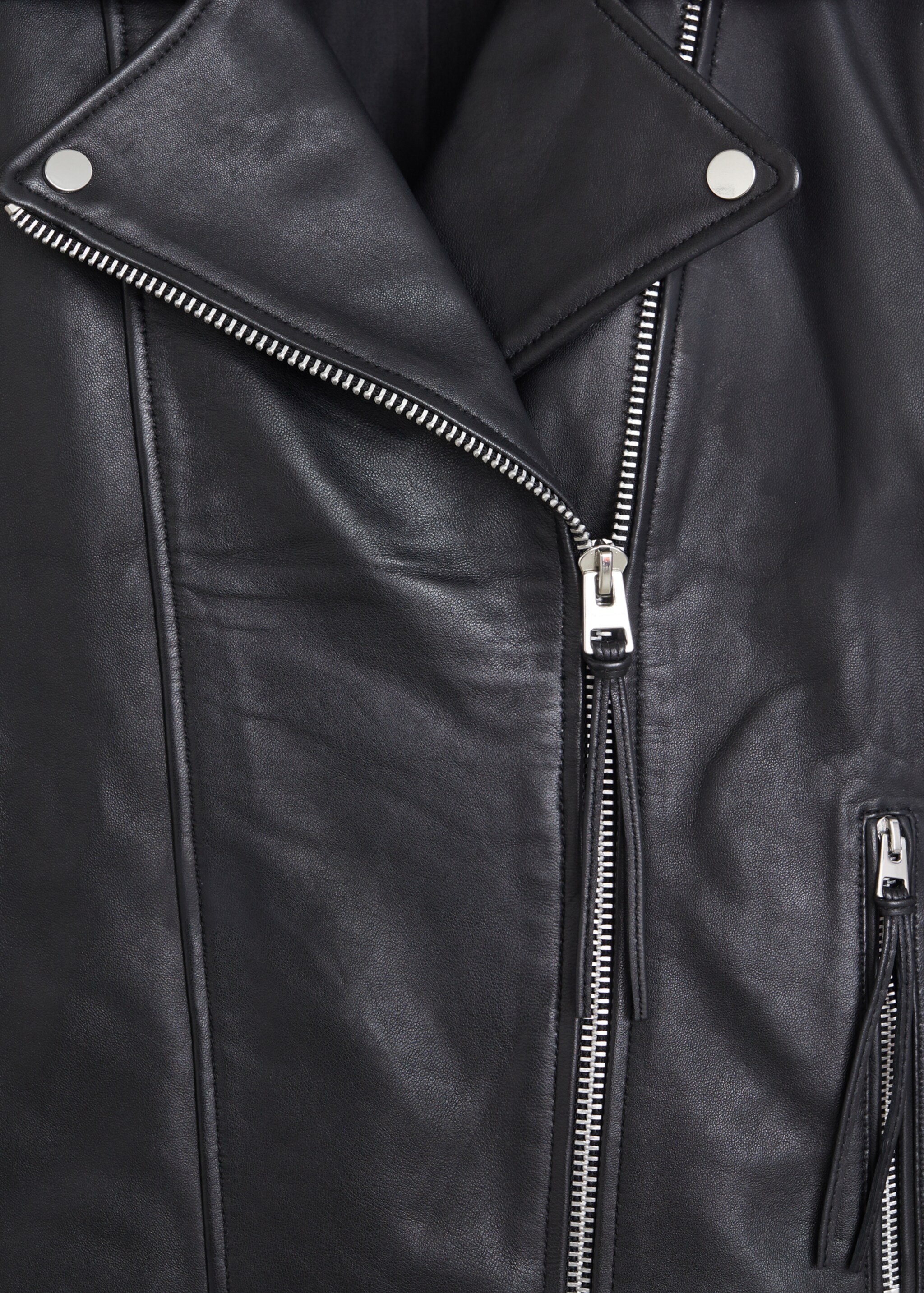 Leather biker jacket - Details of the article 0, Black. Ref: 77045659-00.