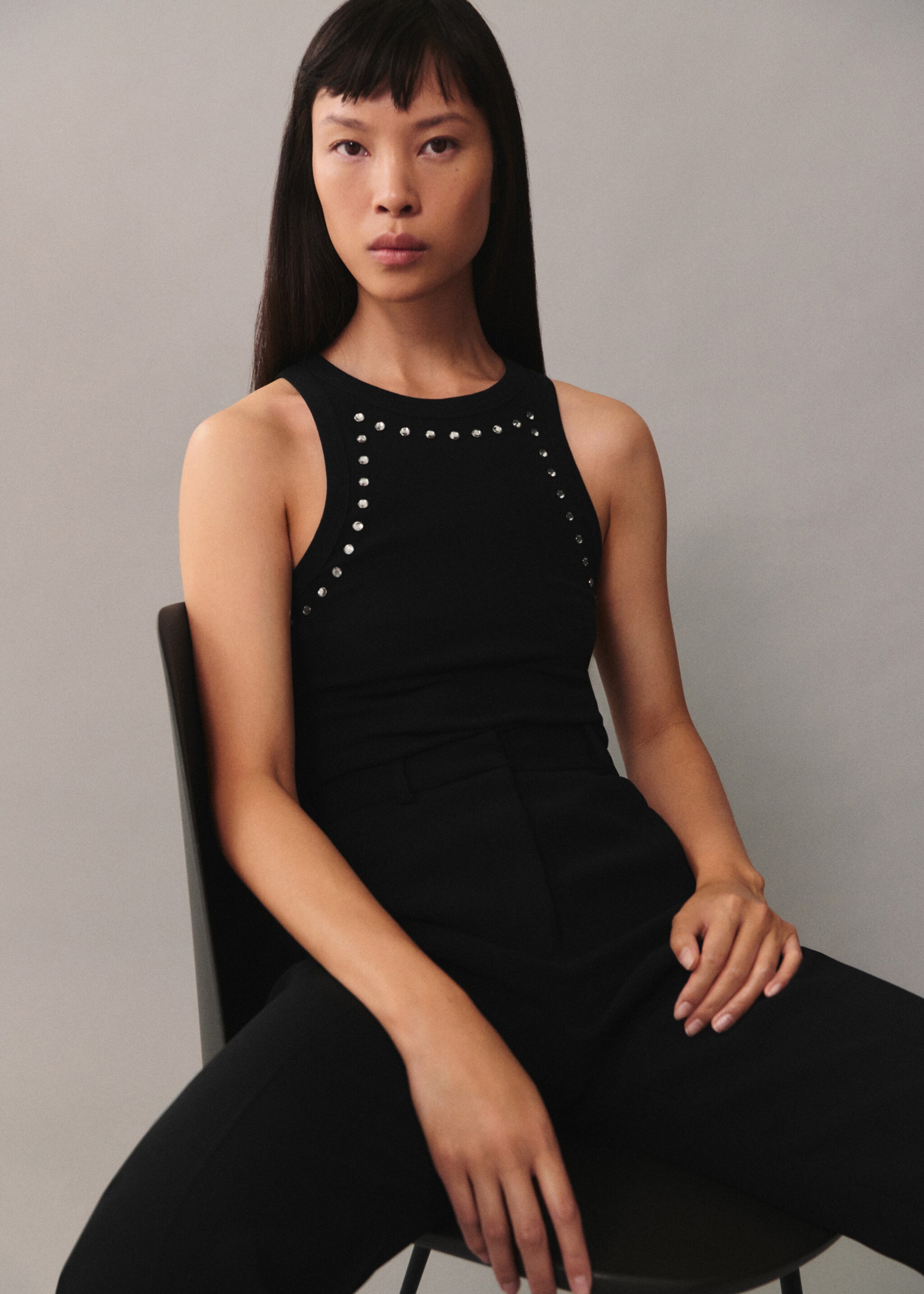 Crystal crop top - Medium plane, Black. Ref: 77045667-00.