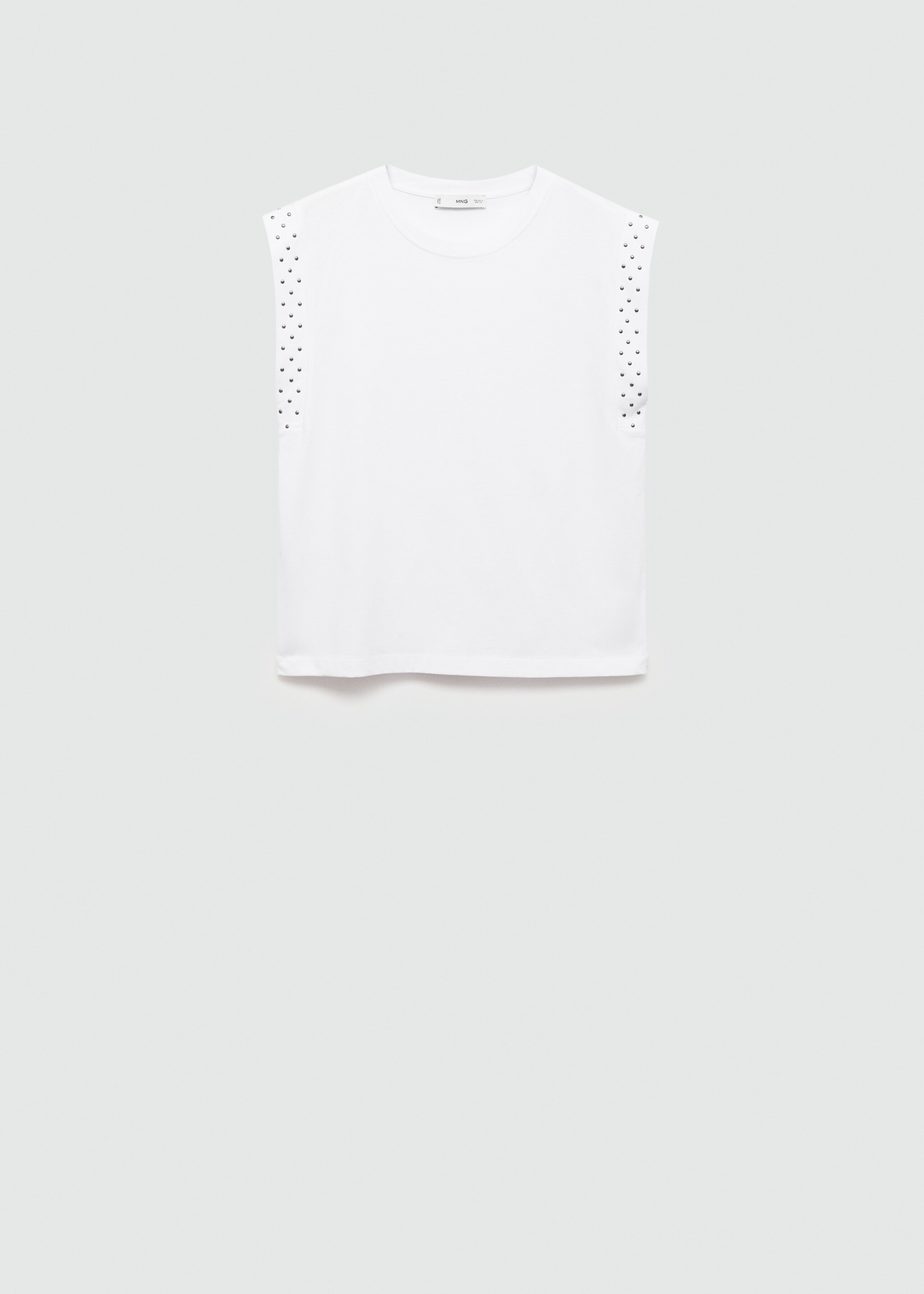 Ärmelloses T-Shirt mit Nieten - Artikel ohne Model, Weiß. Ref: 77045669-00.